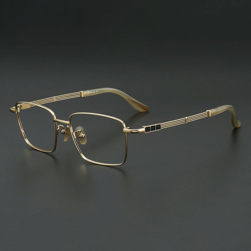 纯钛大框男款商务牛角镜腿 镜片宽55 型号00115