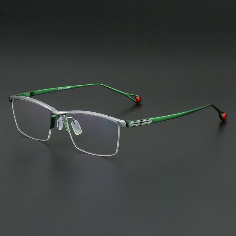 纯钛男款个性半框 镜片宽55 型号116