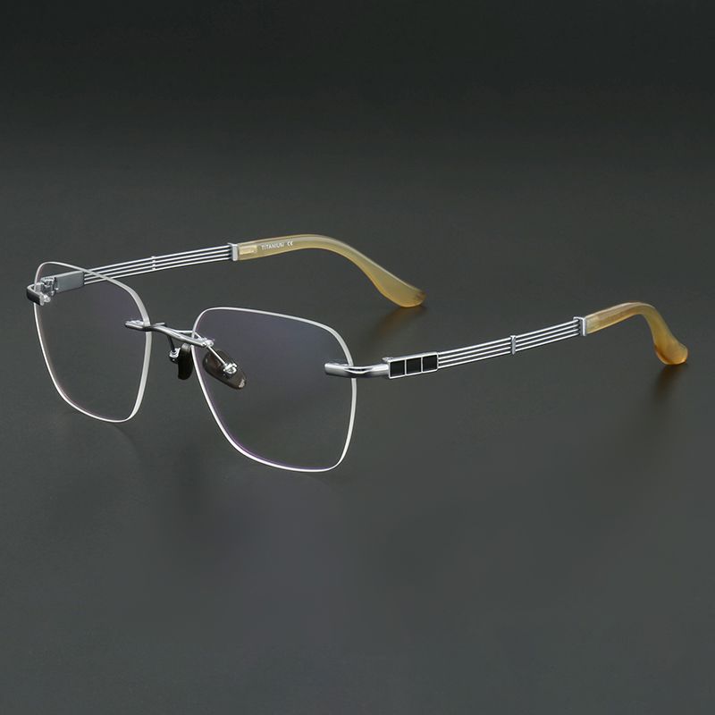 纯钛男款无框牛角镜腿 镜片宽55 型号00118