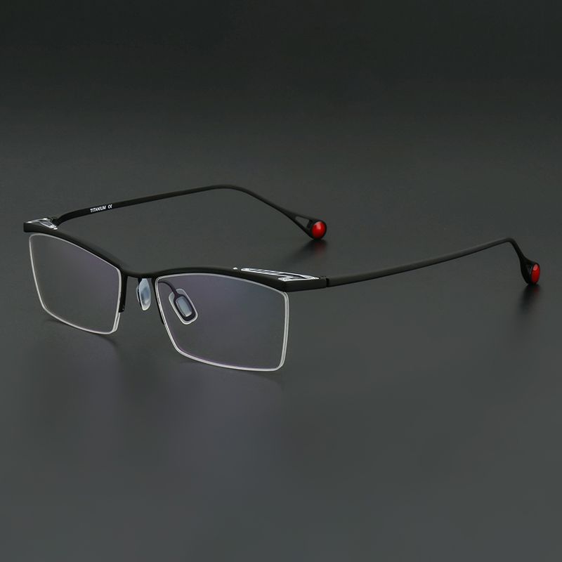 纯钛男款个性半框 镜片宽56 型号113