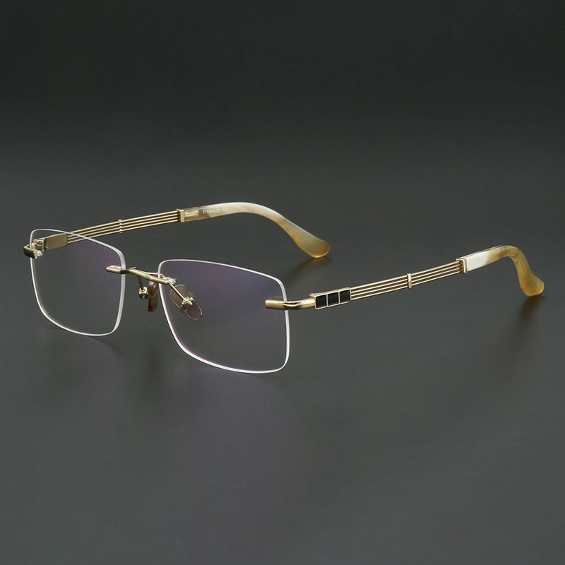 男款纯钛+牛角 镜片宽56