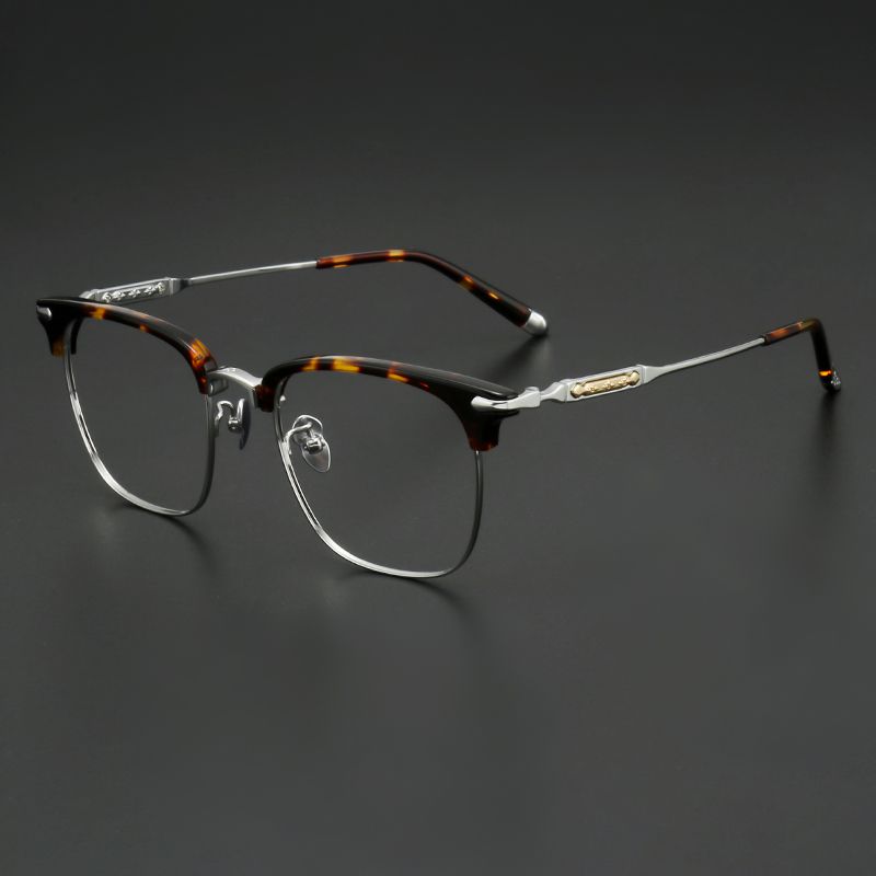 纯钛眉毛架雕花镜腿 镜片宽52 型号835