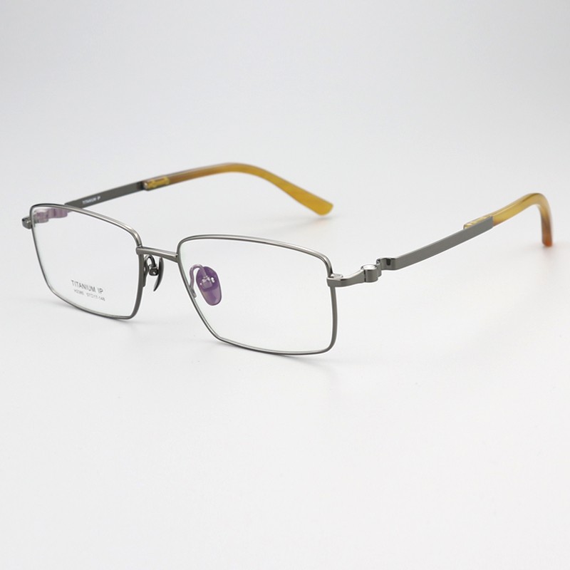 纯钛+牛角 弹性镜腿 镜片宽57 型号2385