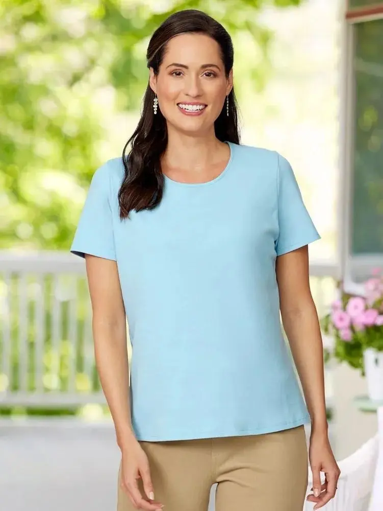 Women's USA Cotton Short-Sleeve Crewneck Tee