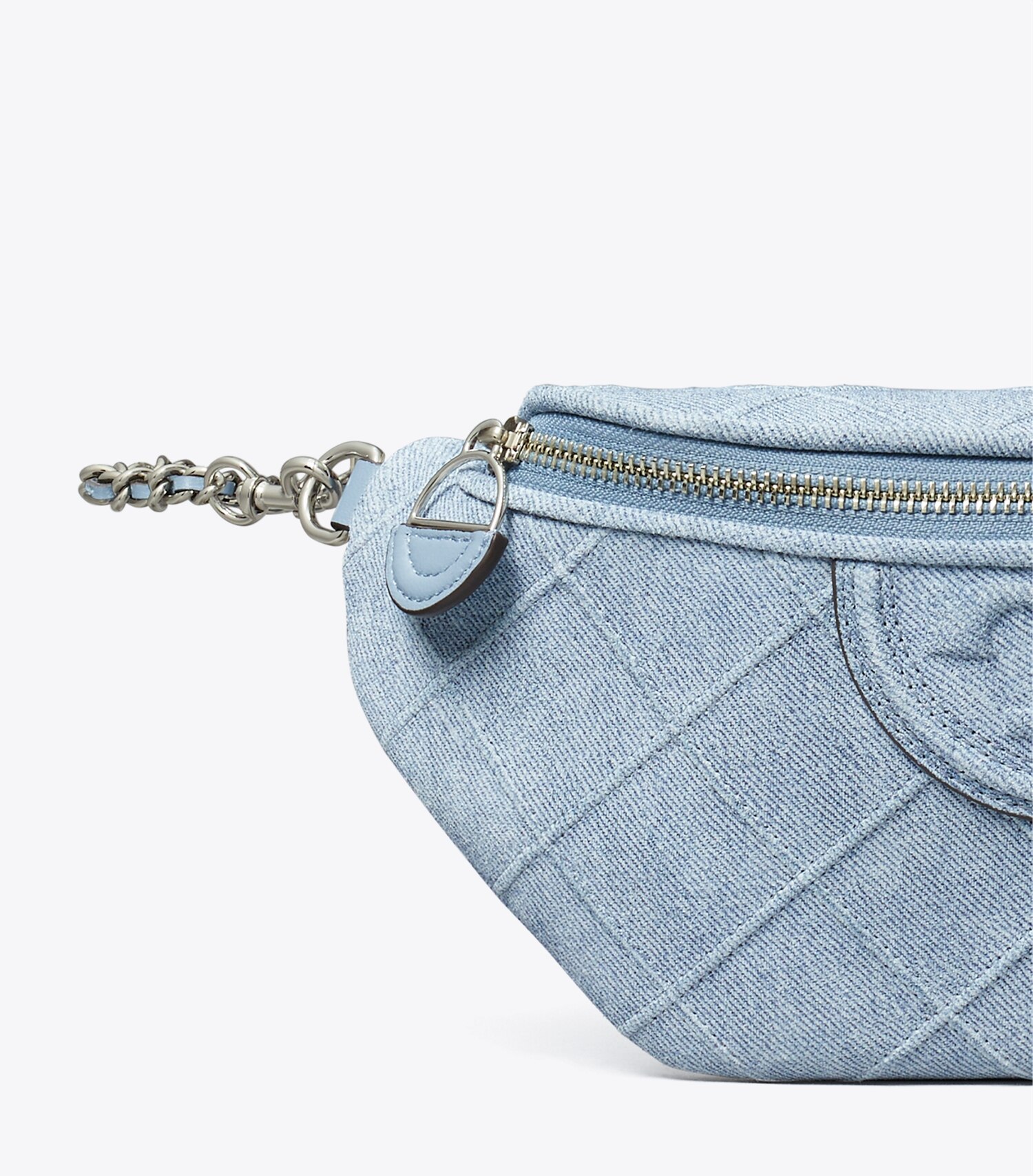 Fleming Soft Denim-Print Suede Belt Bag