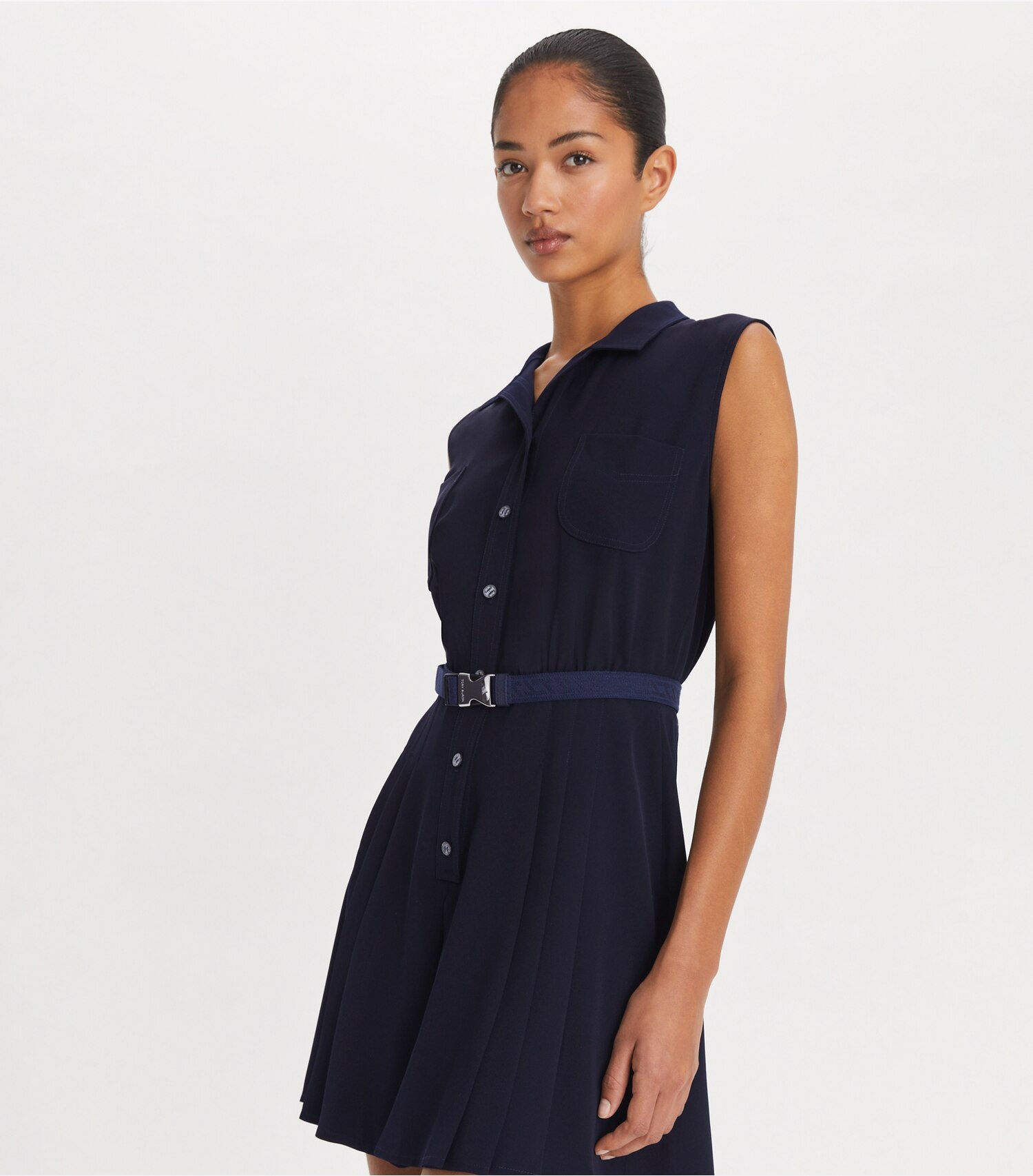 Pleated Twill Dress