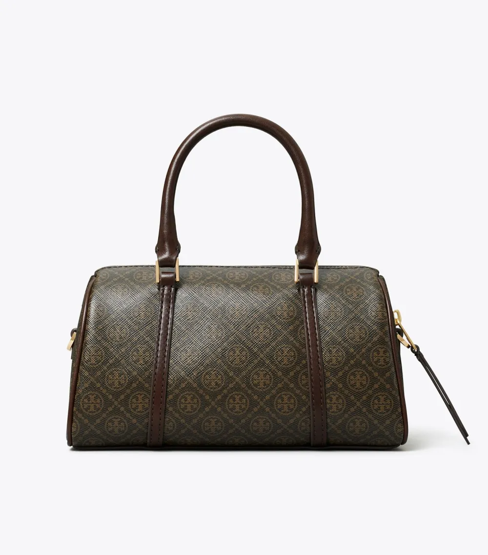 T Monogram Coated Canvas Petite Barrel Bag
