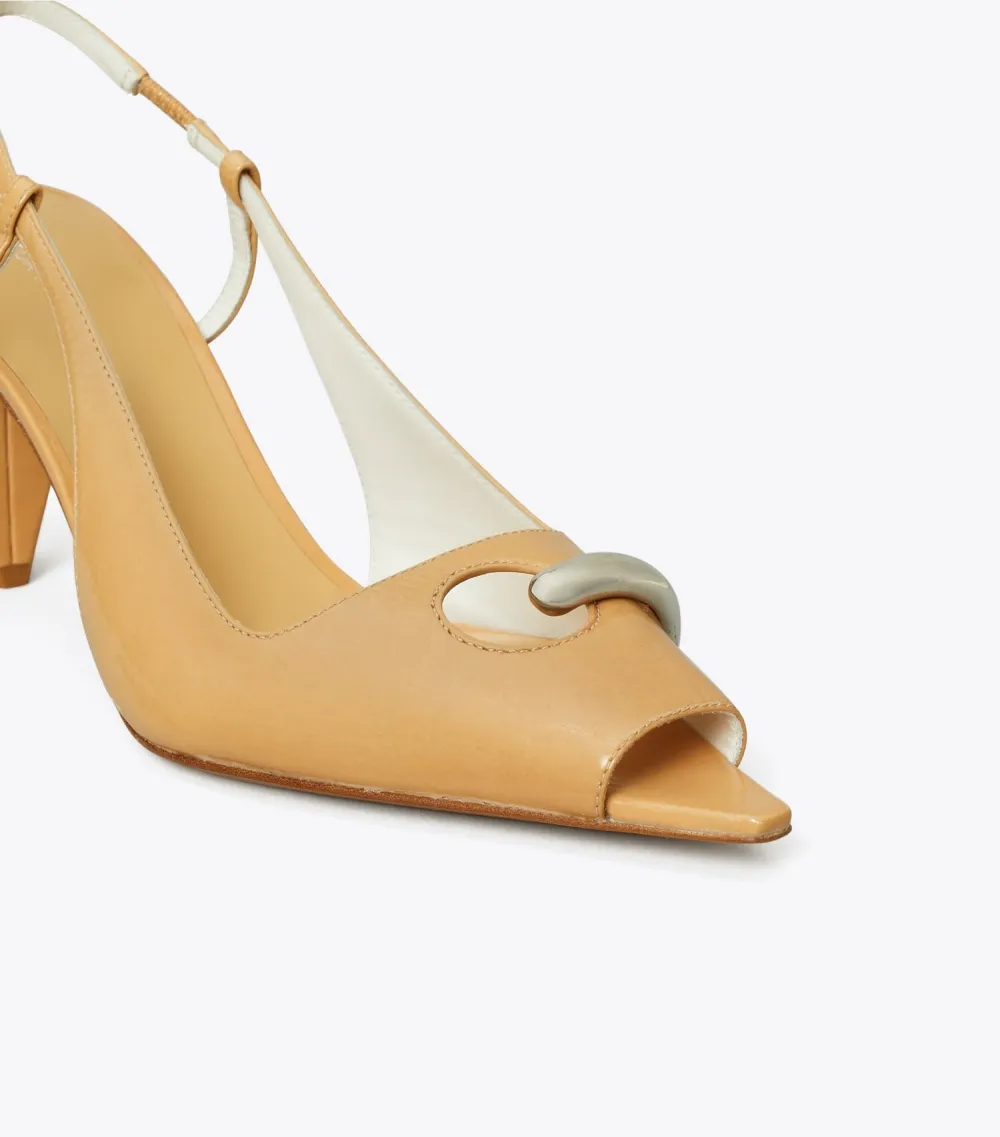 Pierced Peep-Toe Slingback