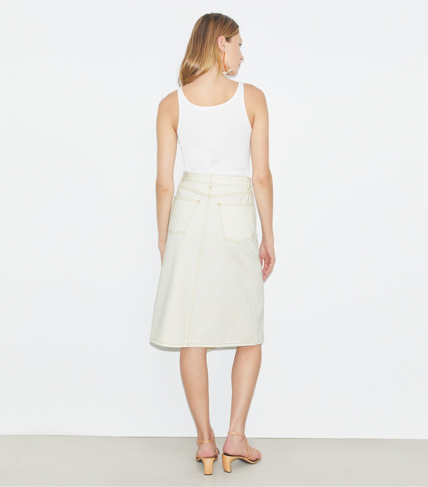 High Slit Denim Skirt