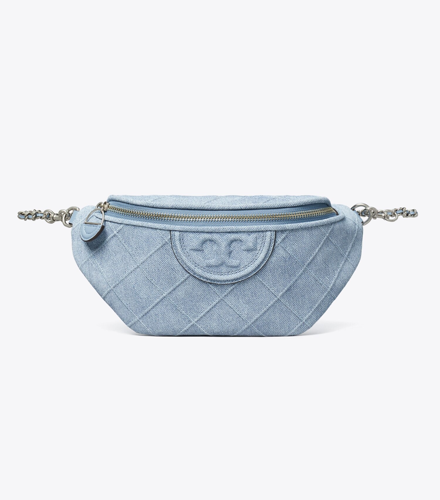 Fleming Soft Denim-Print Suede Belt Bag