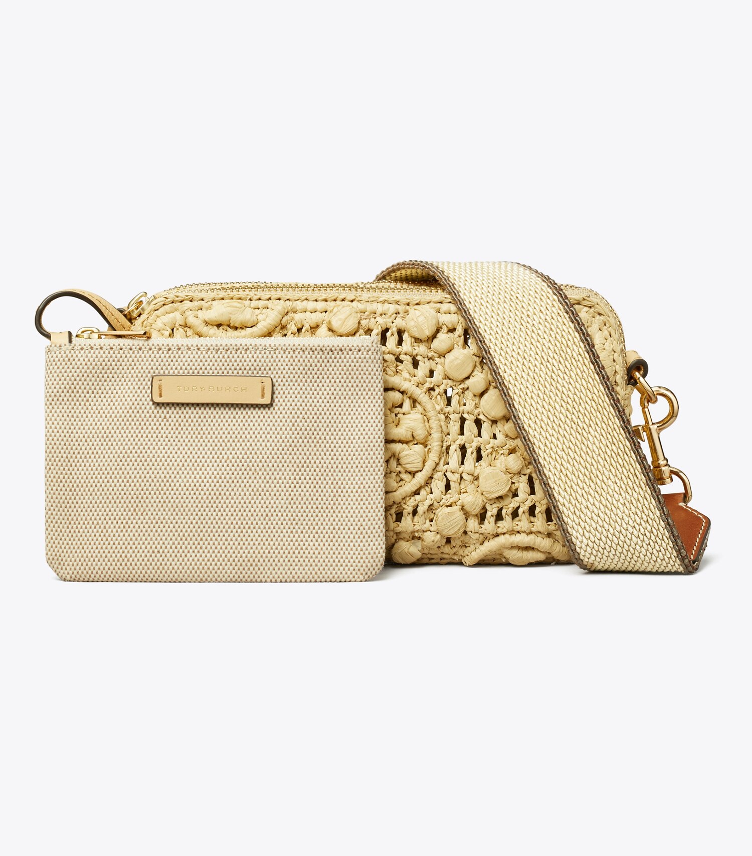 T Monogram Mini Miller Raffia Crossbody Bag