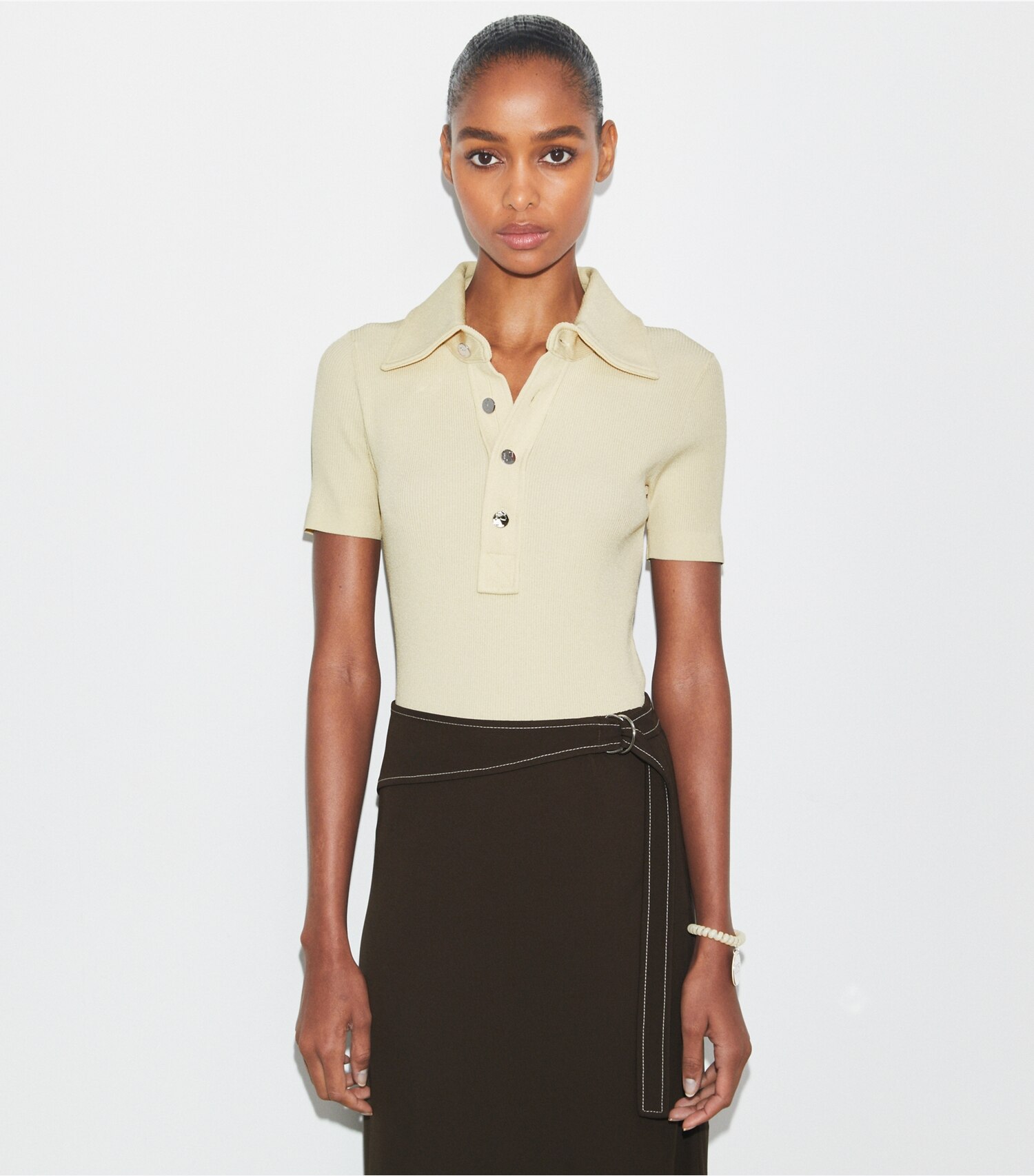 Viscose Ribbed Polo Sweater