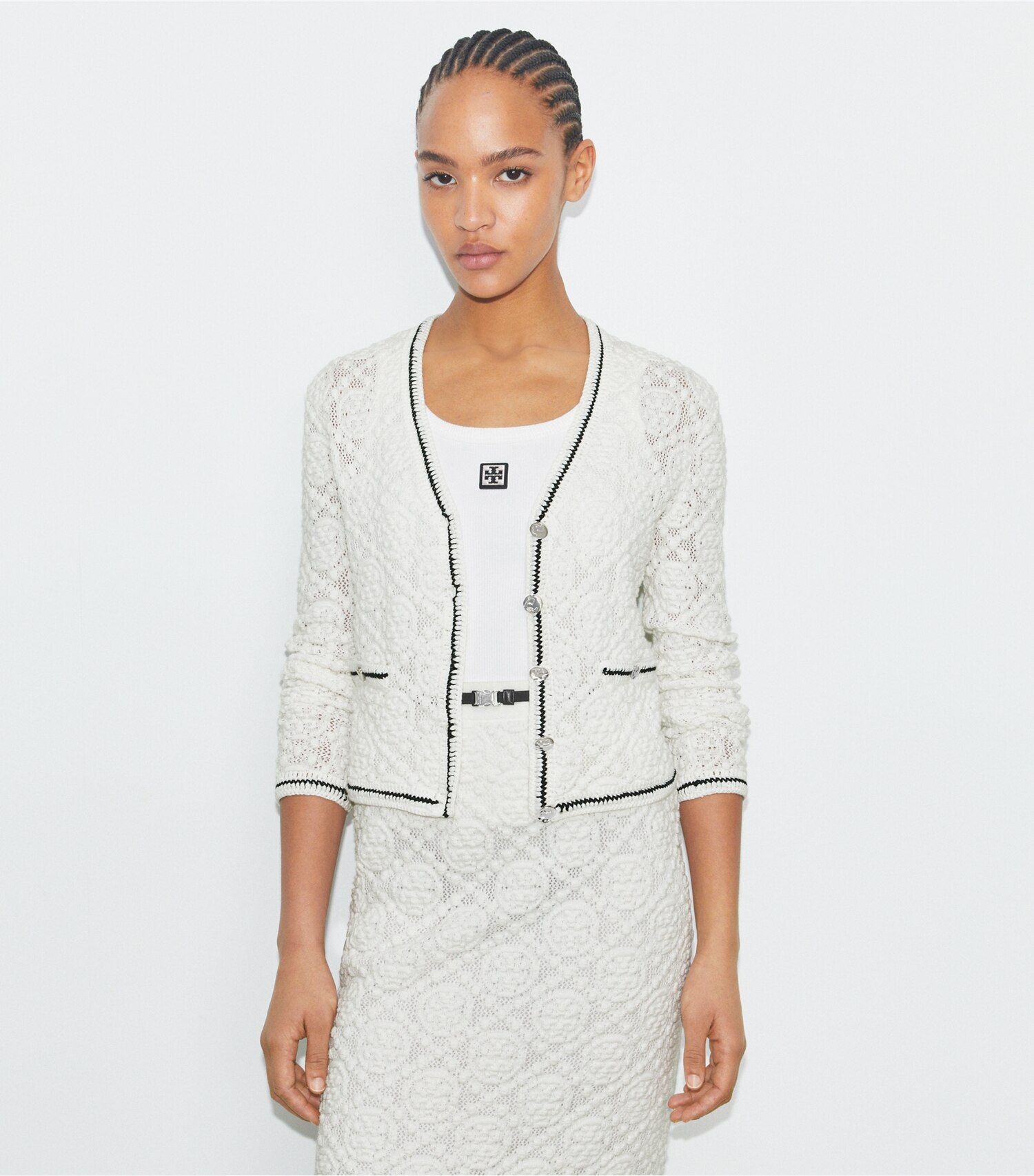 Cotton Logo Lace Cardigan