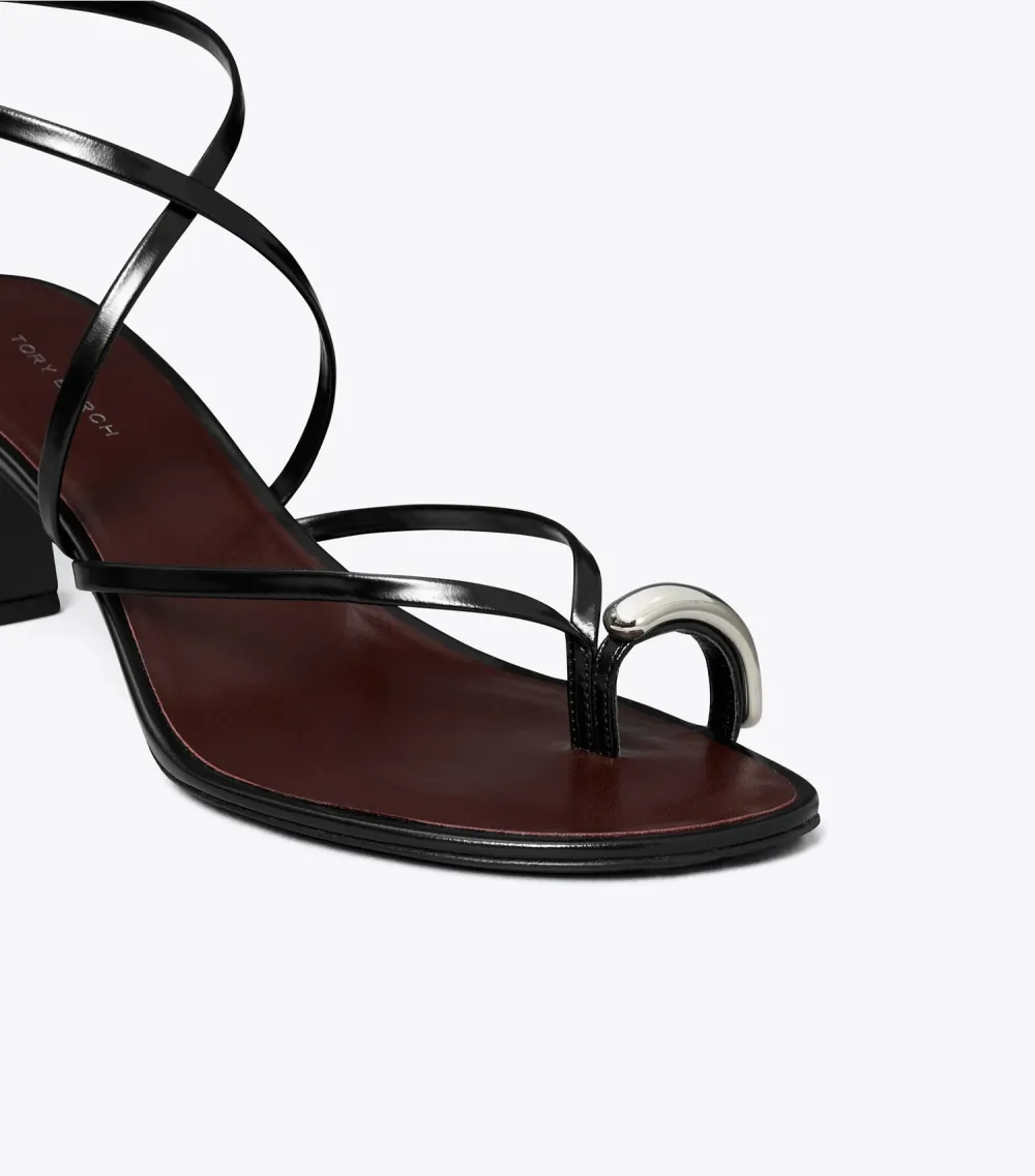 Pierced Multi-Strap Heeled Sandal