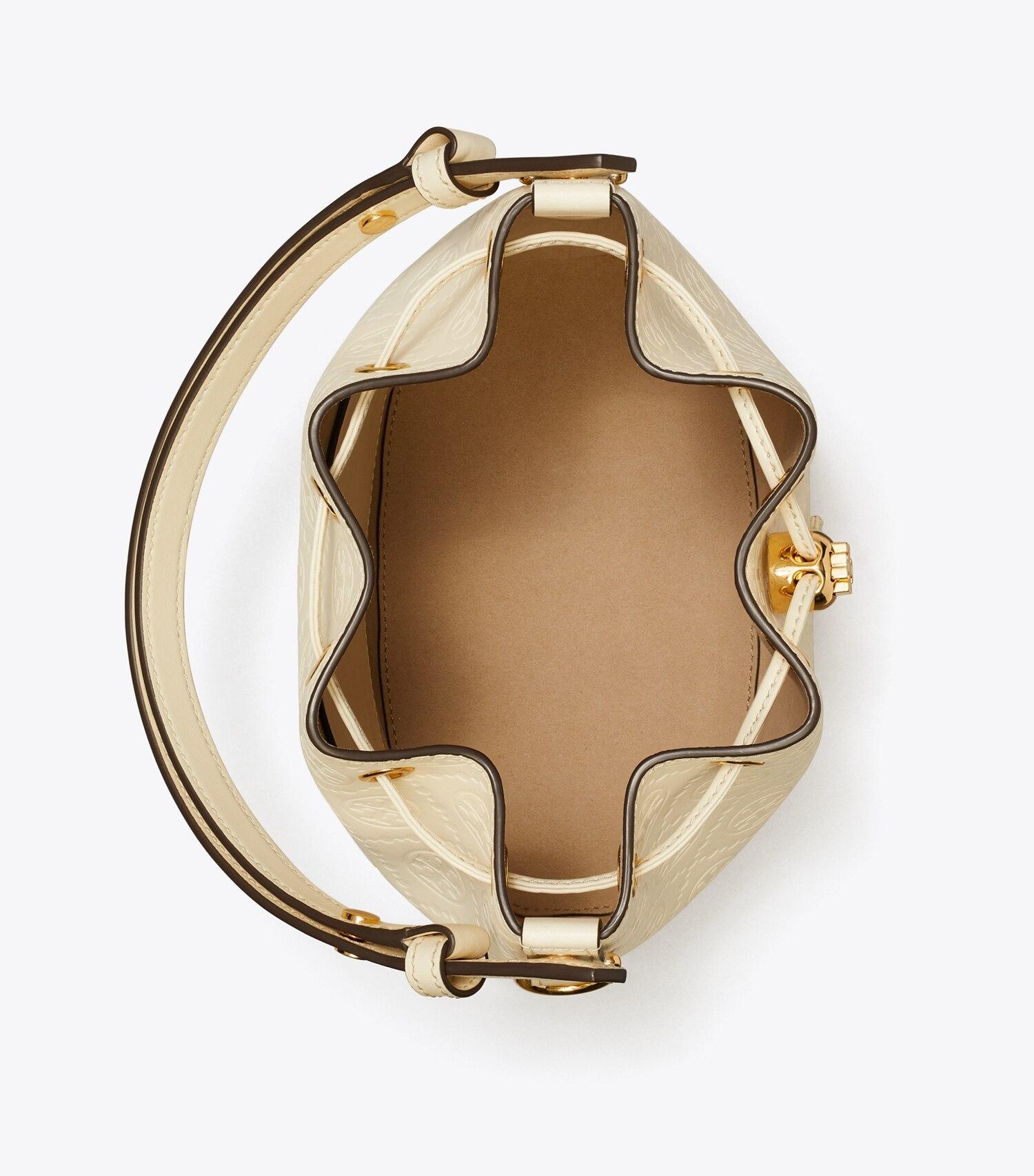 T Monogram Leather Bucket Bag