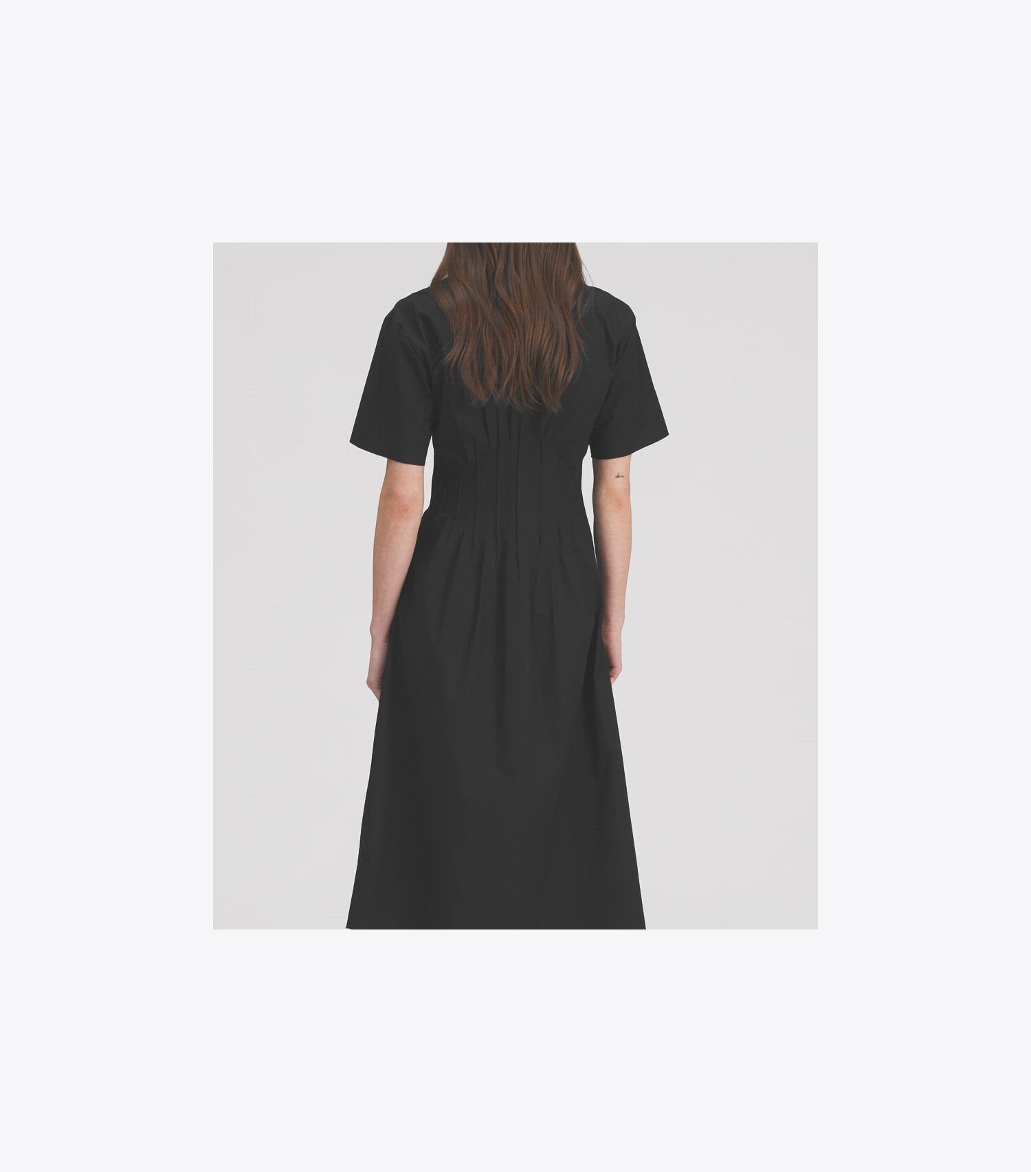 Poplin Pleat-Waist Dress