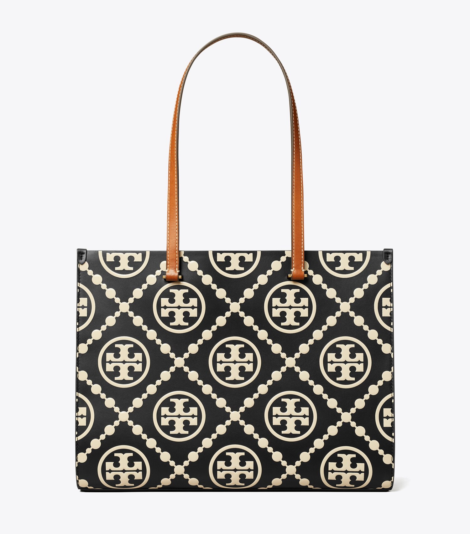 T Monogram Contrast Embossed Tote