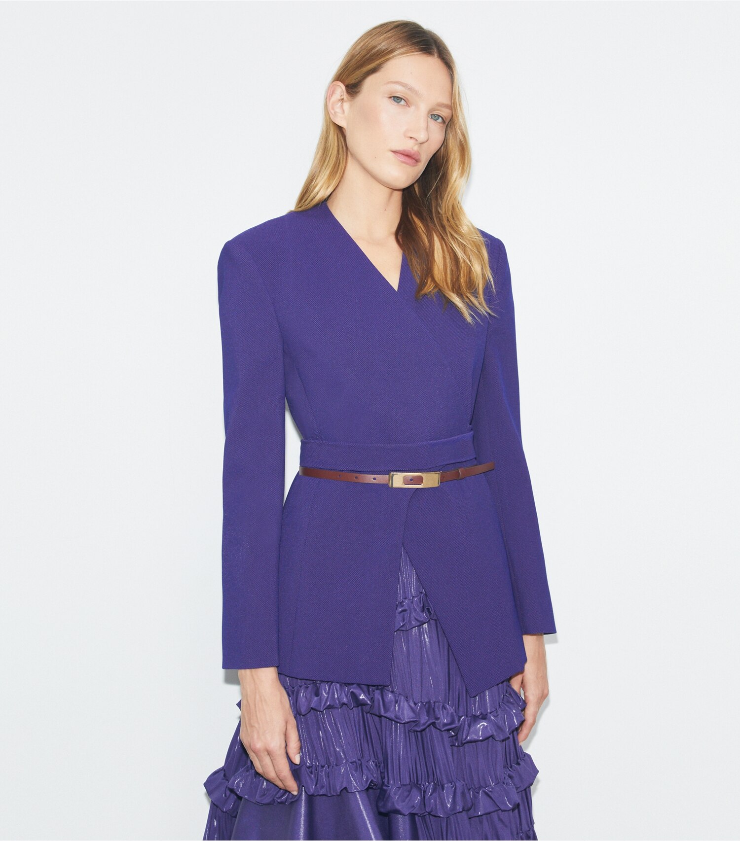 Asymmetrical Pique Wrap Jacket