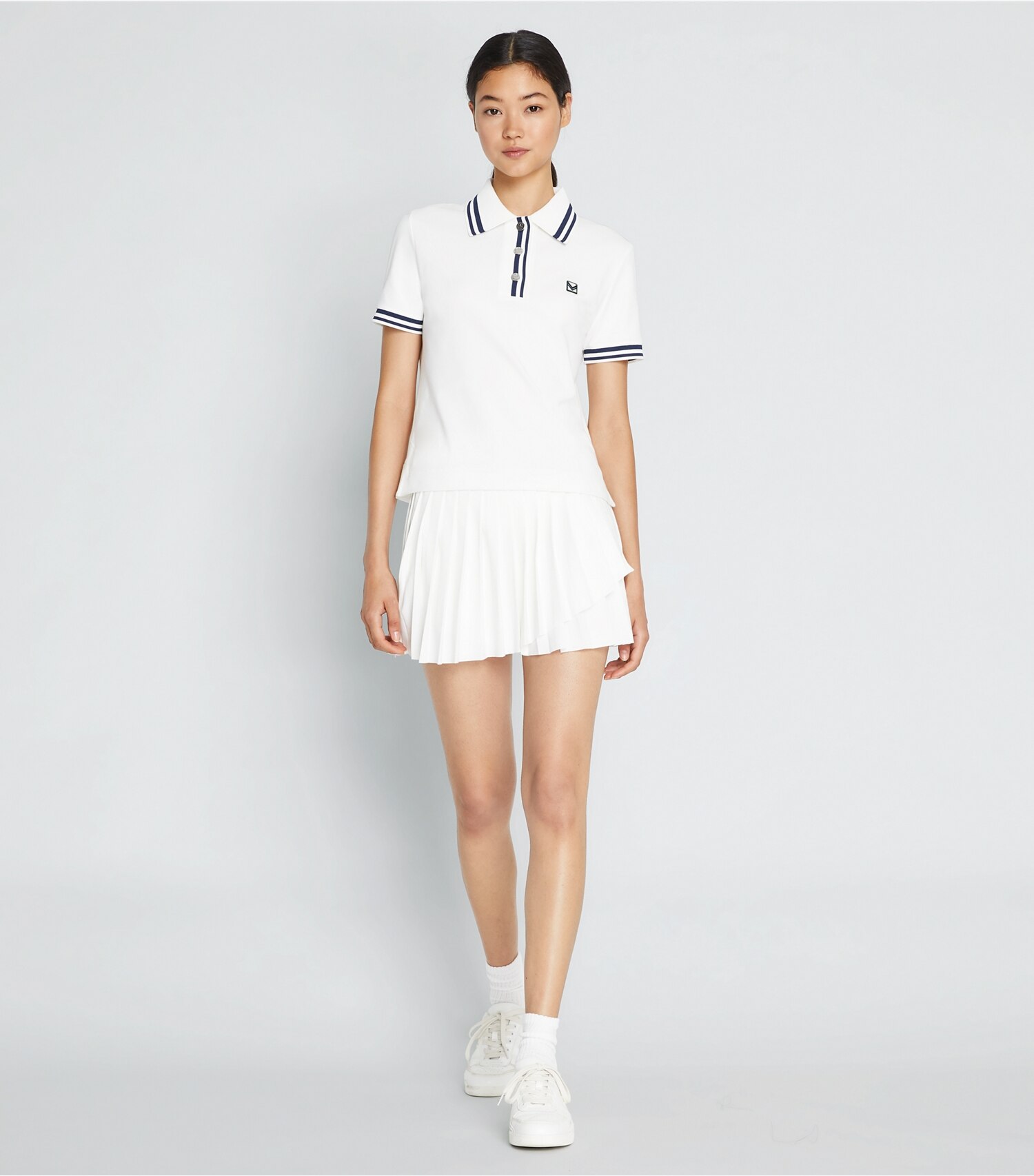 Jacquard Performance Jersey Pleated Overlay Skirt