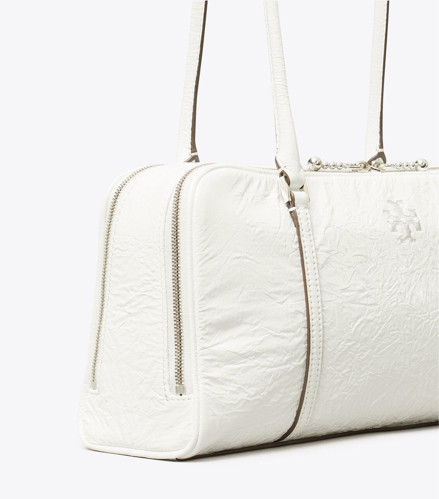 Small Crinkle Leather Marshmallow Satchel