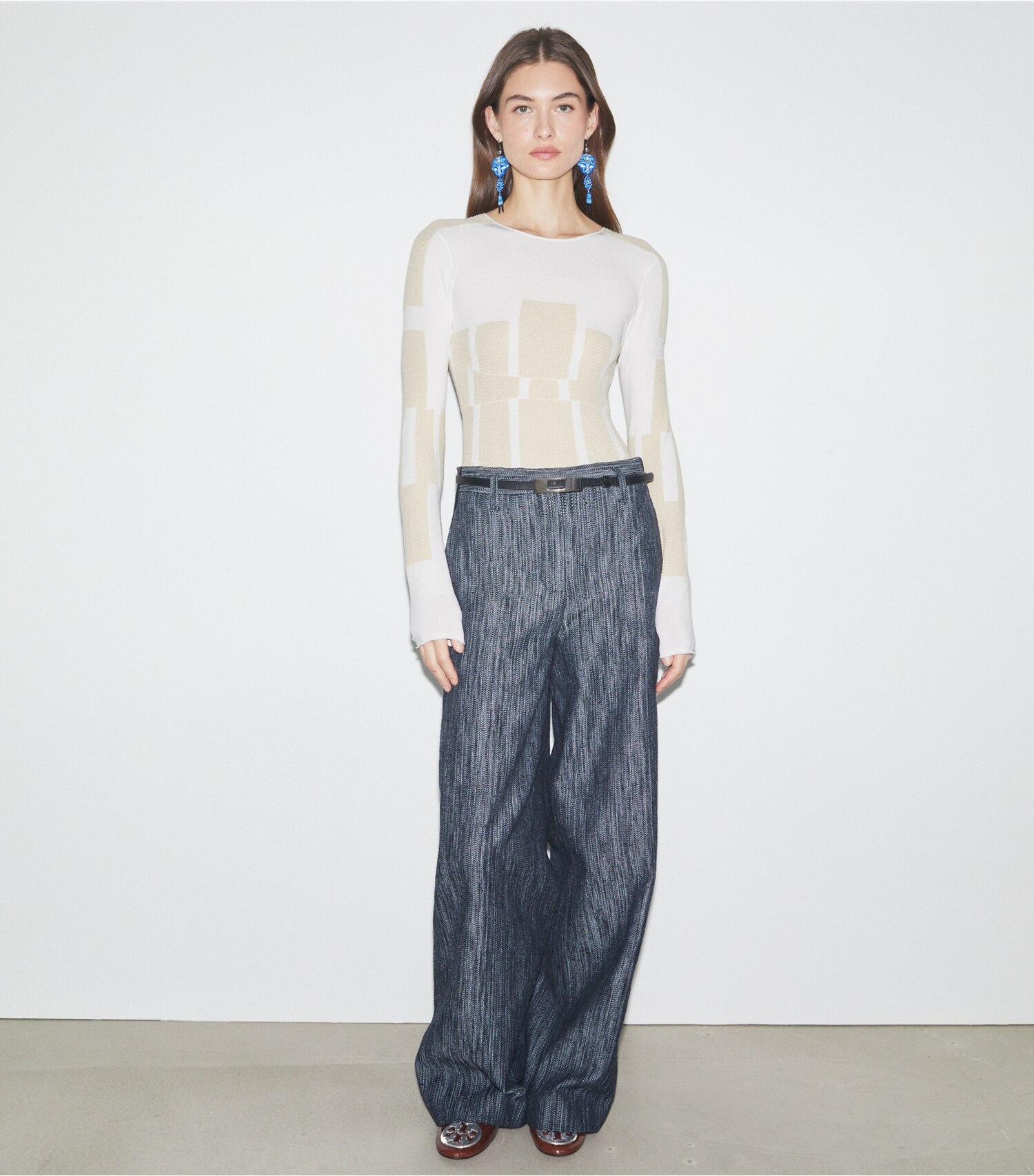 Cotton and Silk Wide-Leg Pants