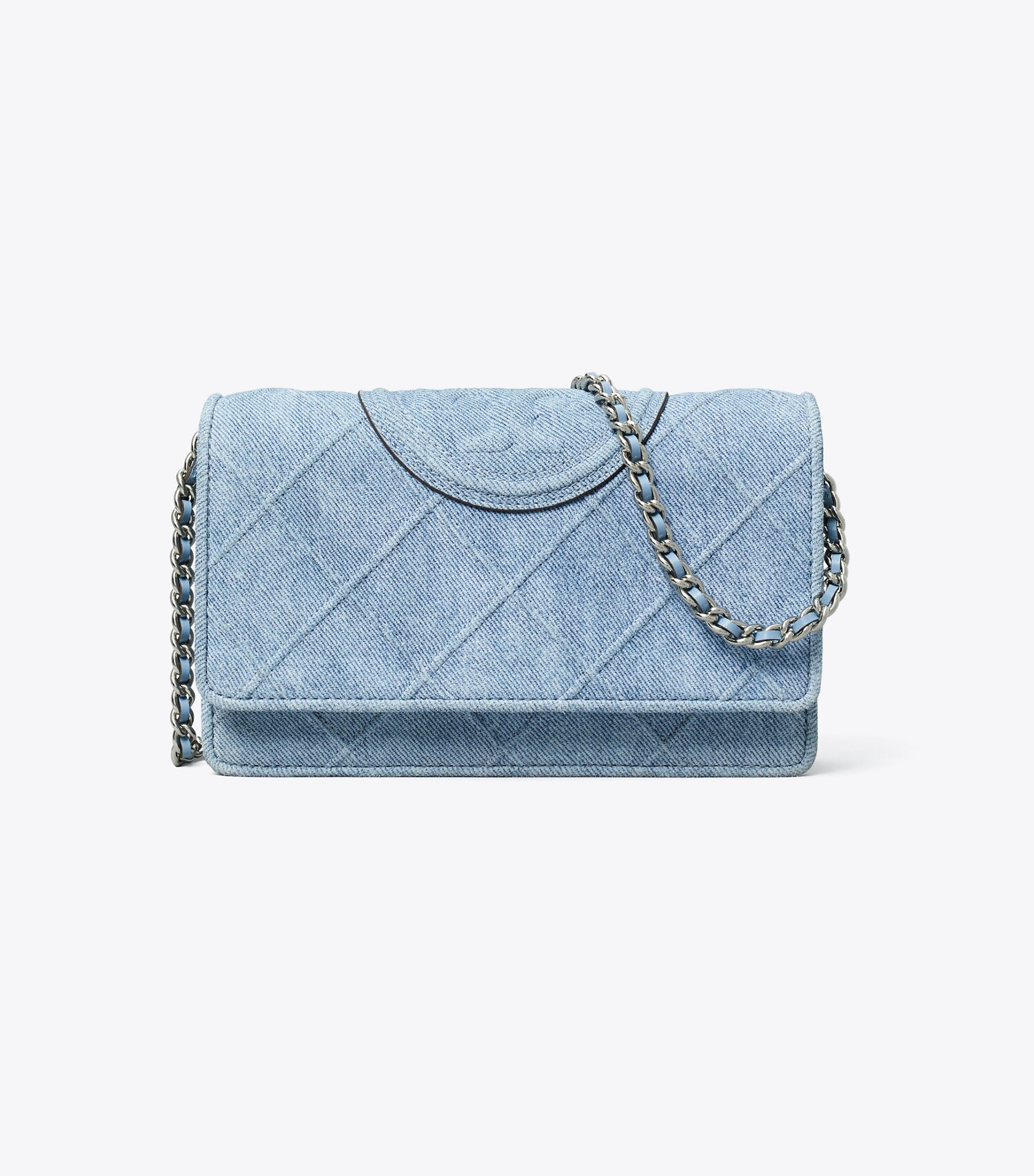 Fleming Denim-Print Suede Crossbody
