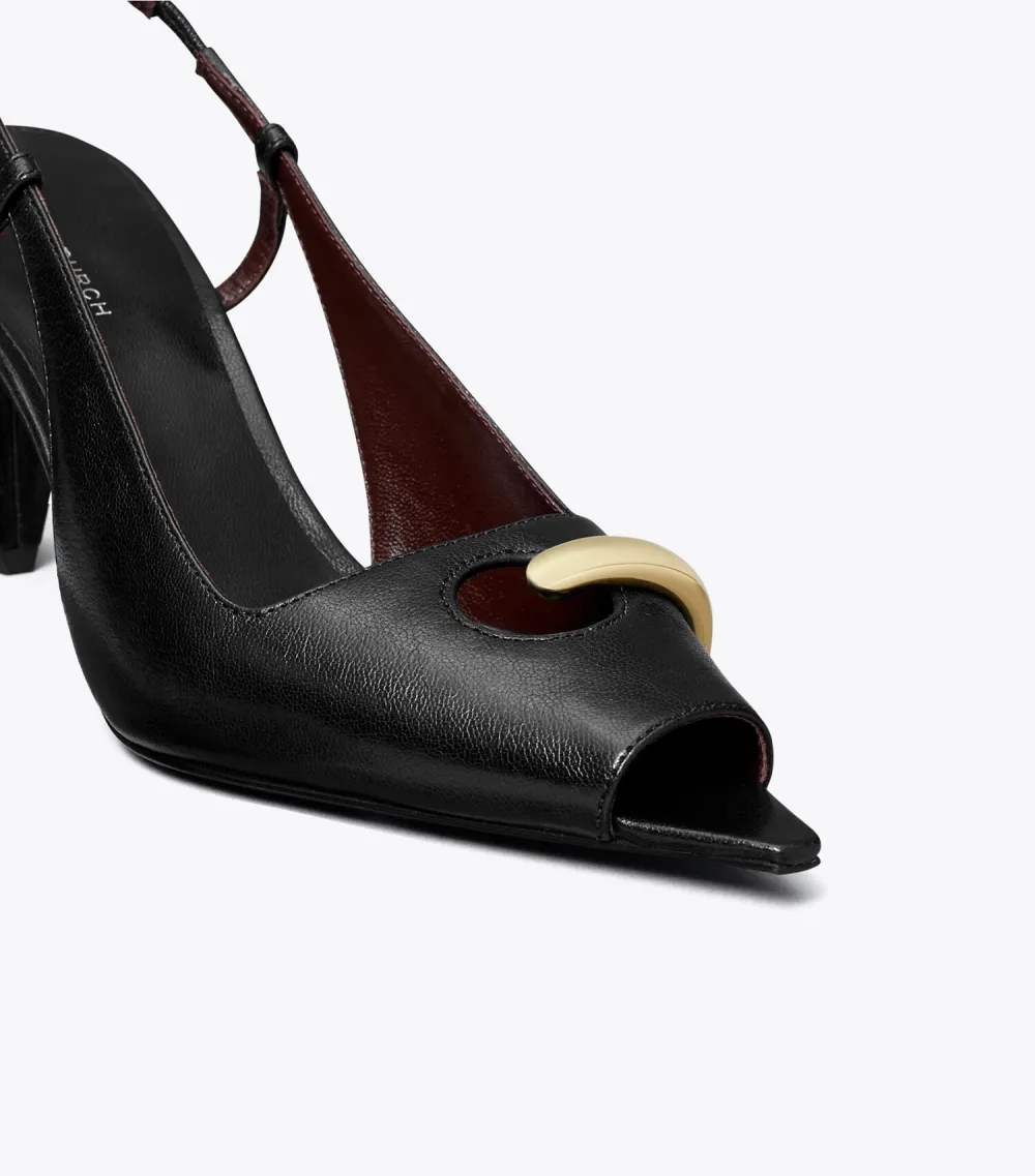 Pierced Peep-Toe Slingback