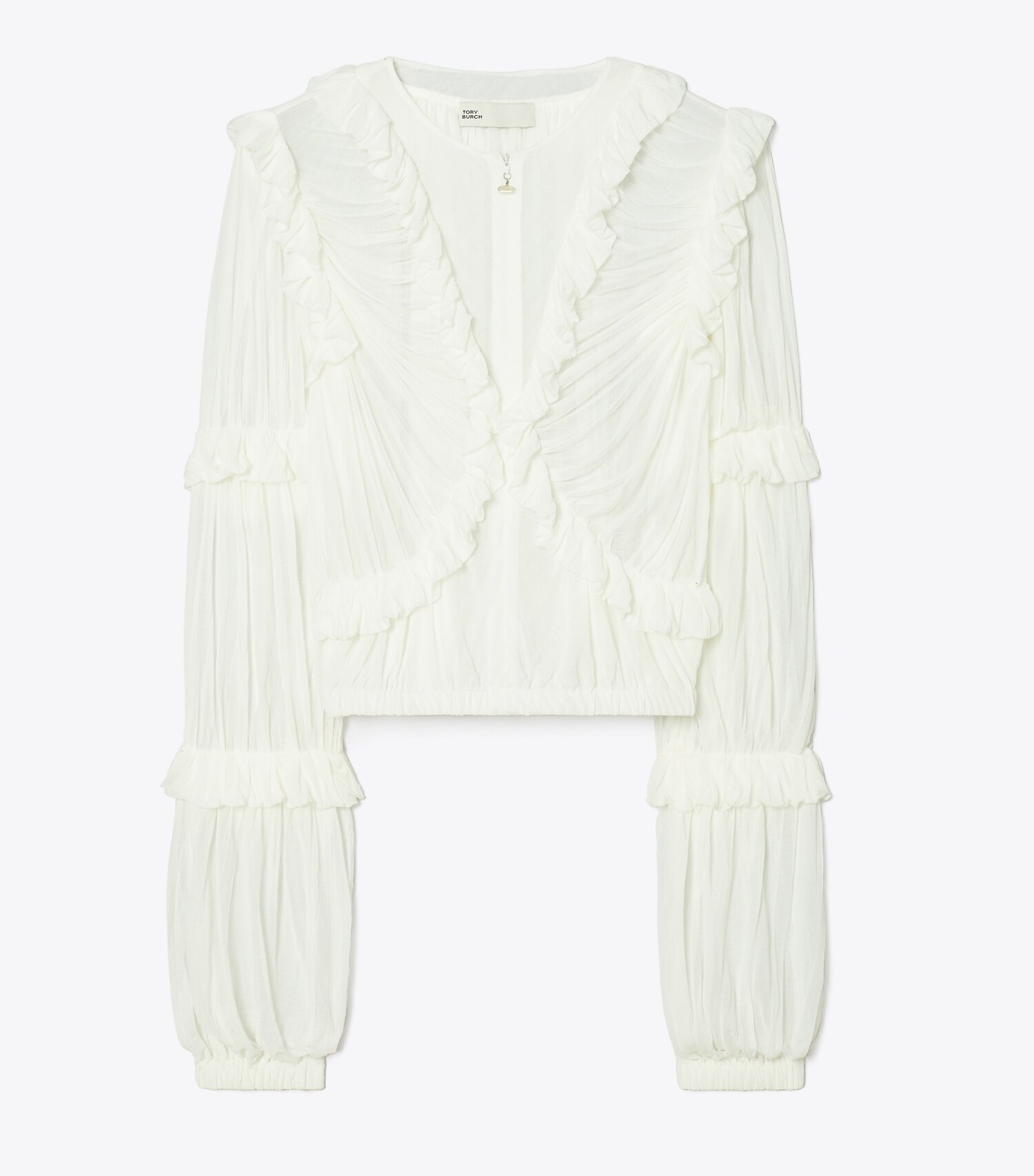 Sheer Jersey Ruffle Top