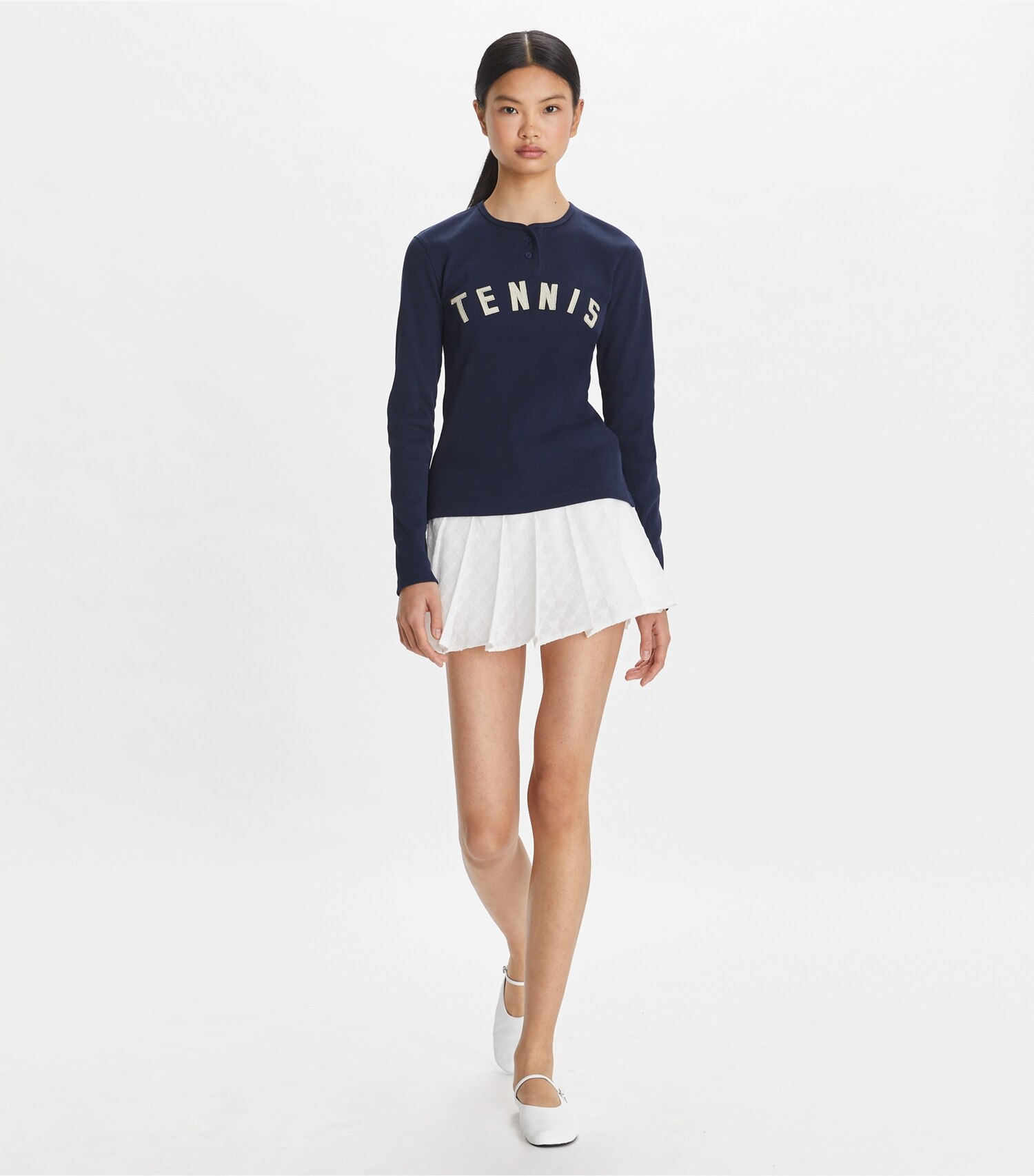 Ribbed Cotton Tennis Henley