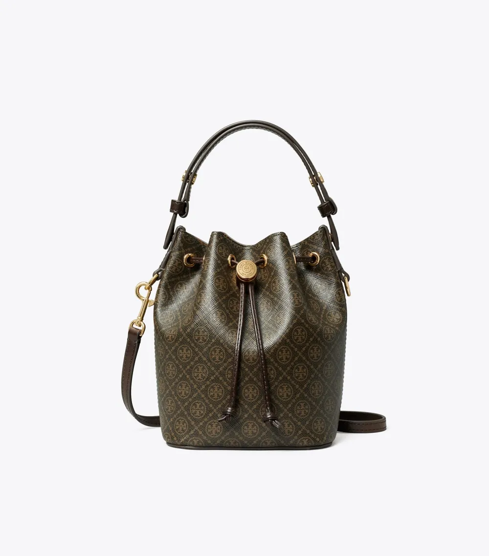 T Monogram Coated Canvas Mini Bucket Bag