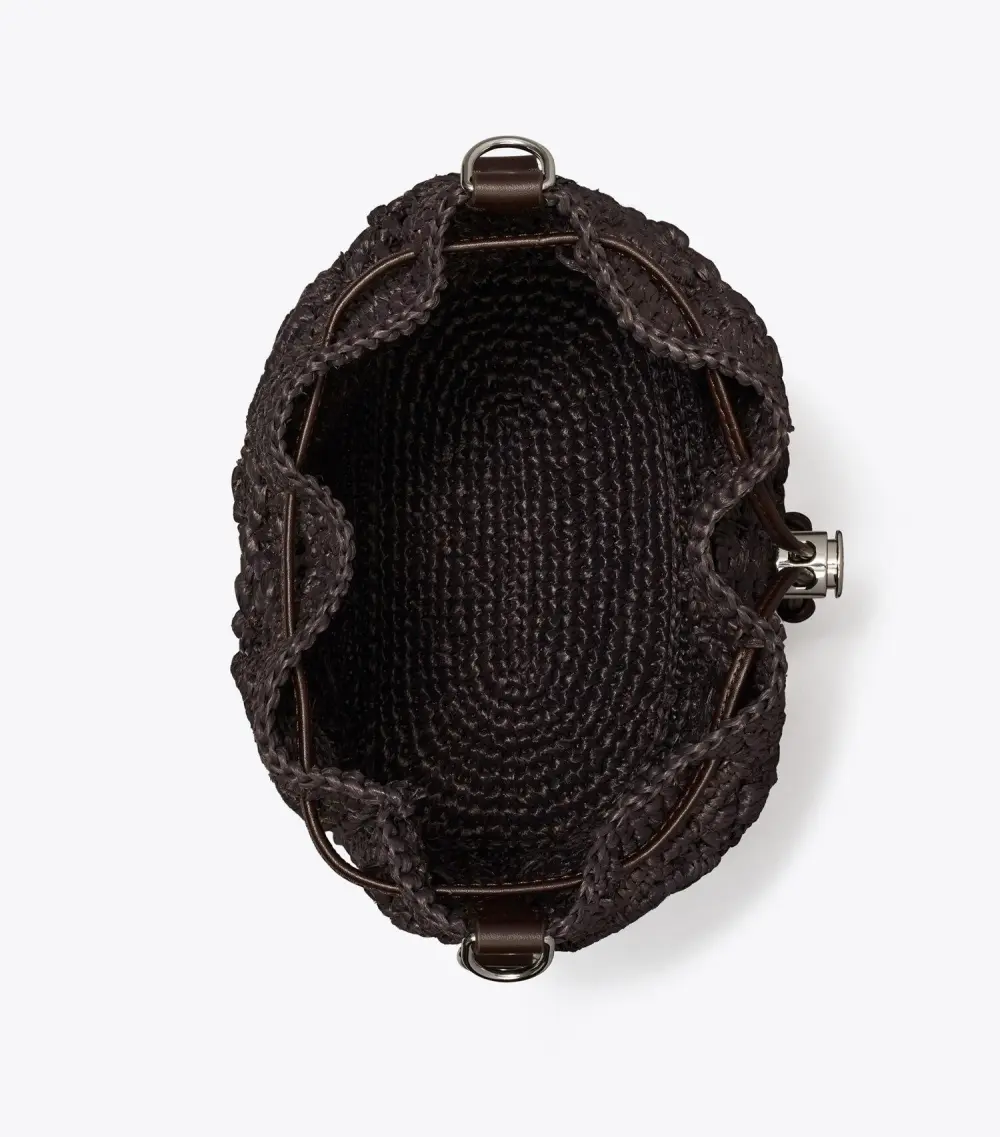T Monogram Raffia Bucket Bag