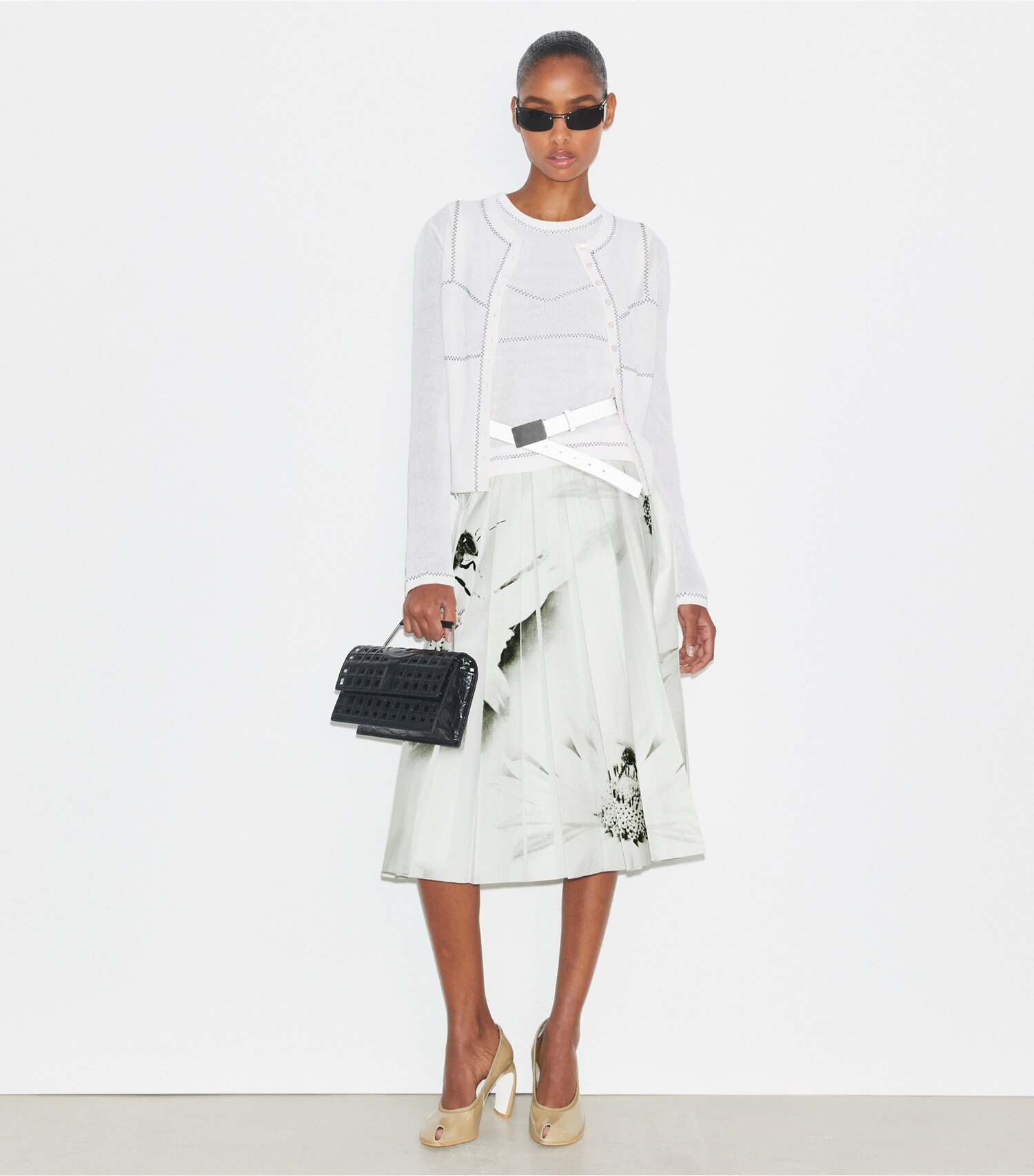 Cotton And Nylon Mesh Cardigan