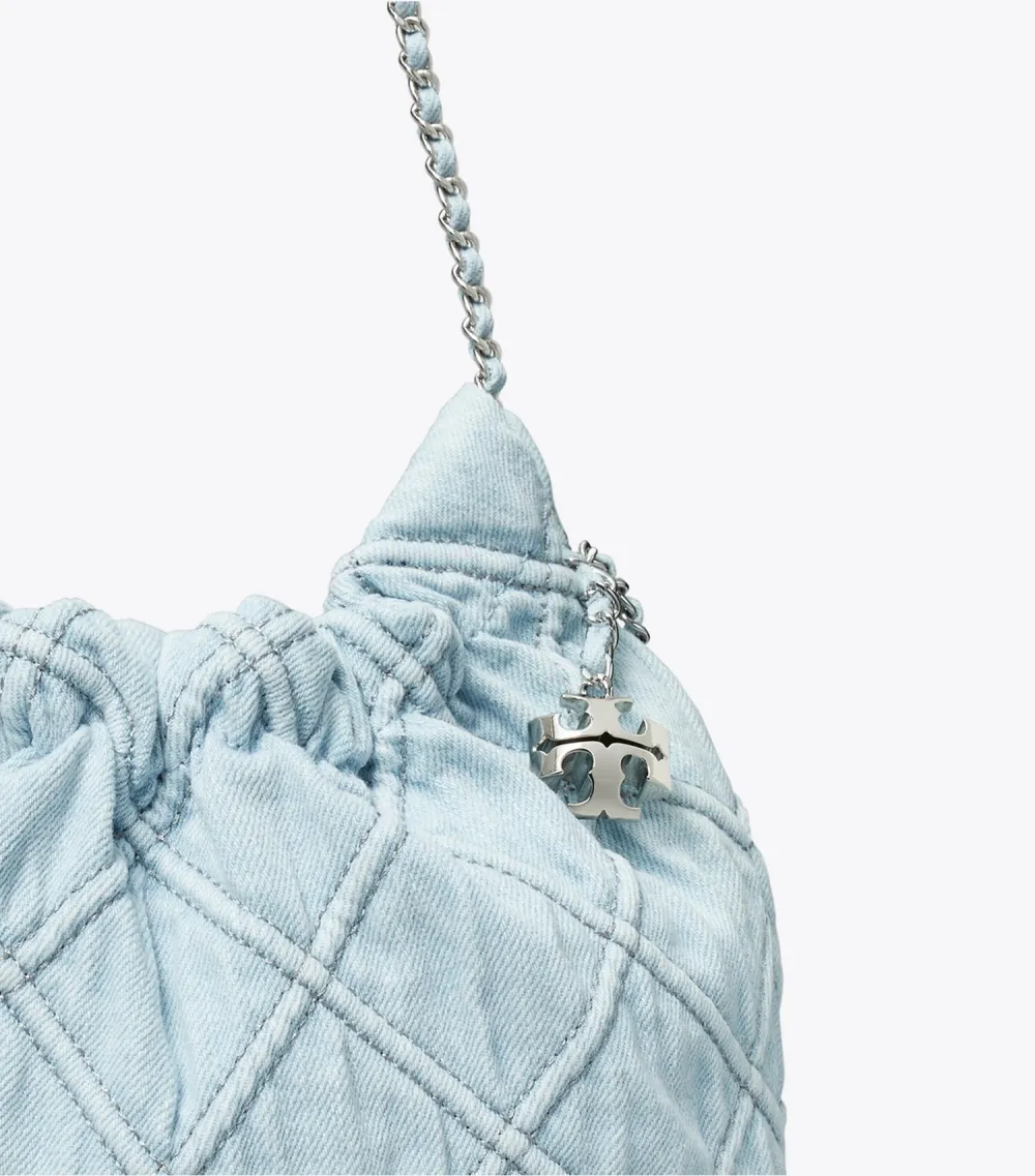 Mini Fleming Soft Denim Hobo Bag