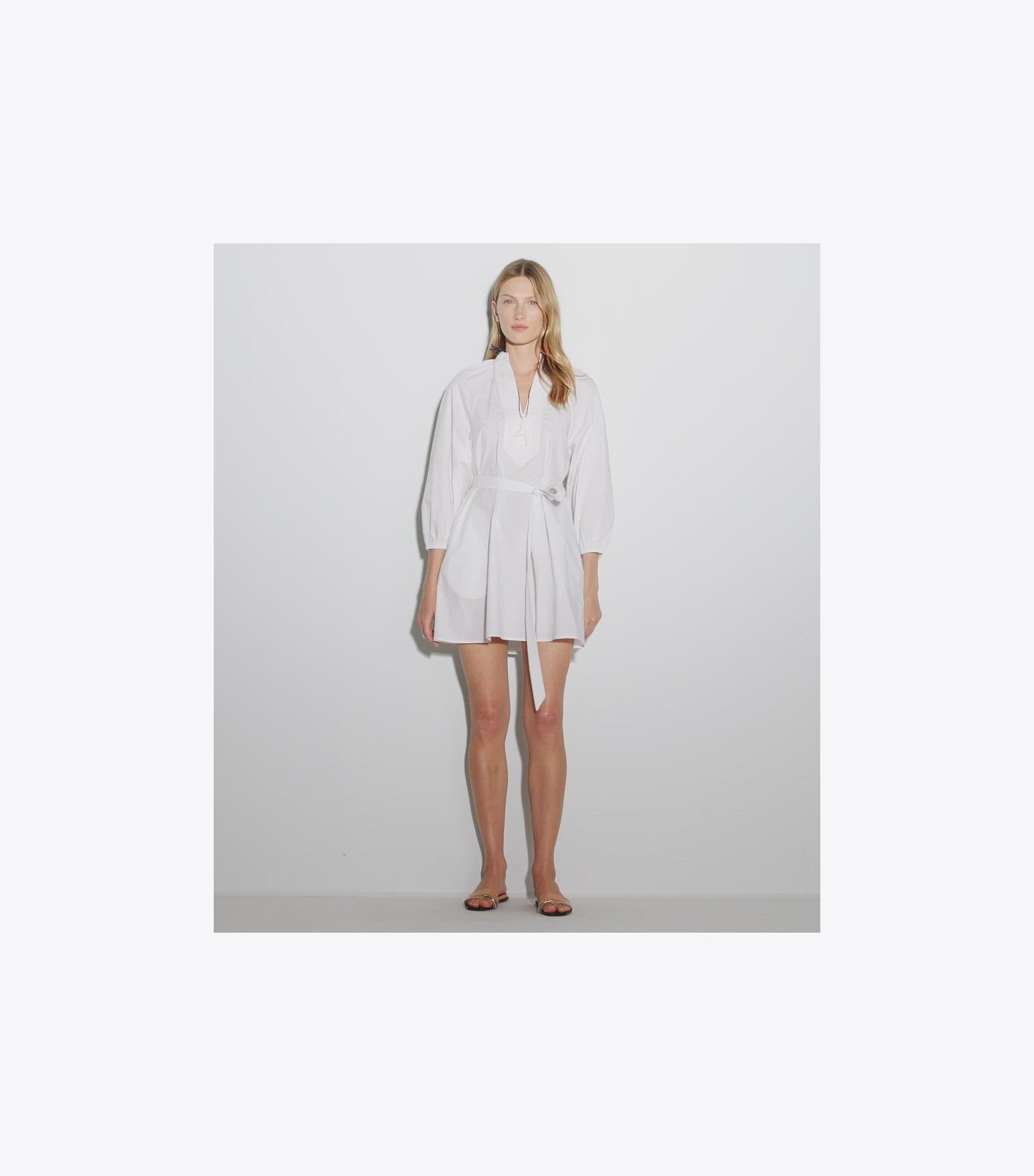 Balloon Sleeve Cotton Tunic Dress