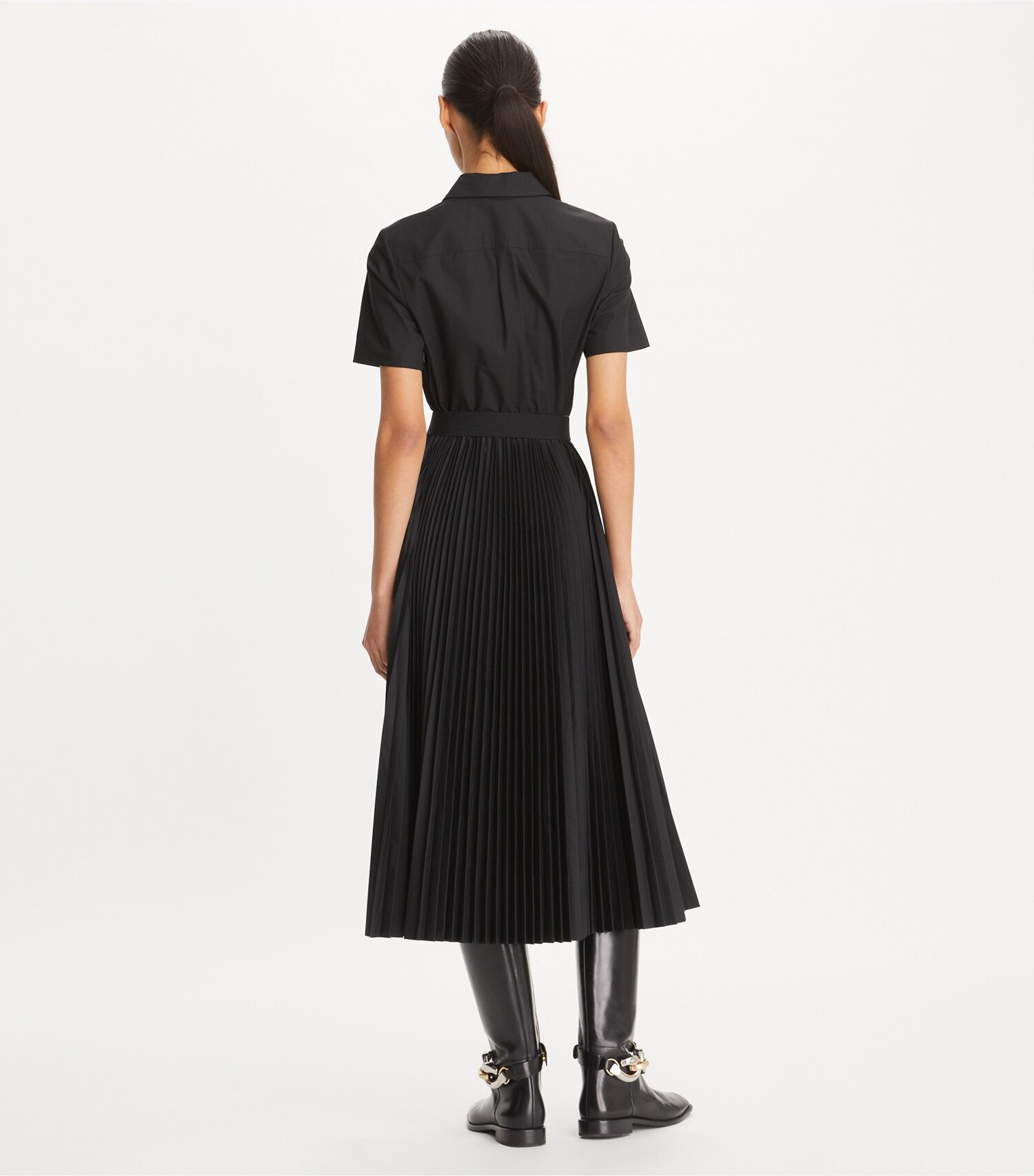 Poplin Pleated Shirtdress