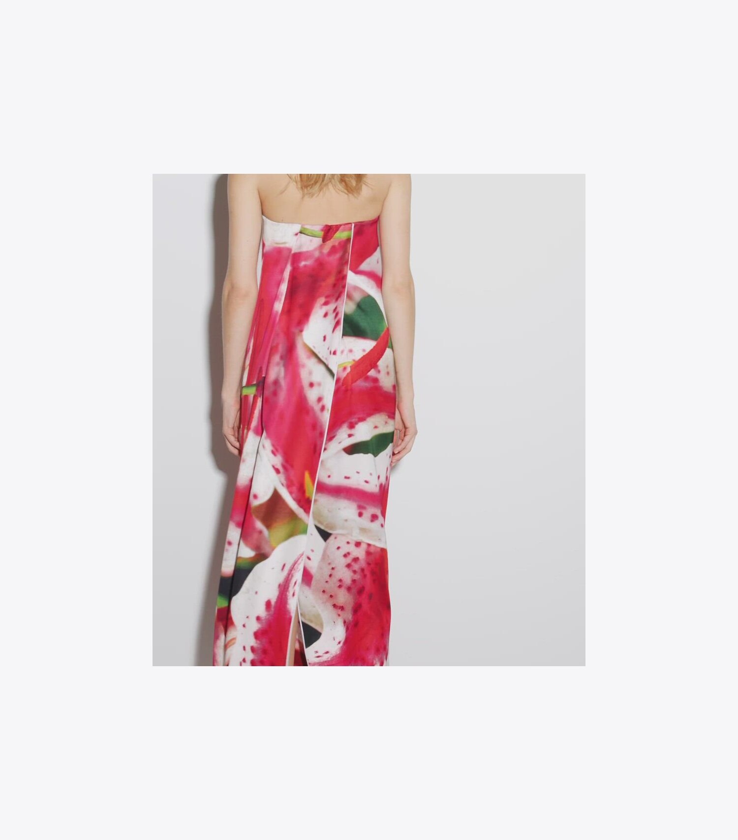 Printed Viscose Strapless Dress