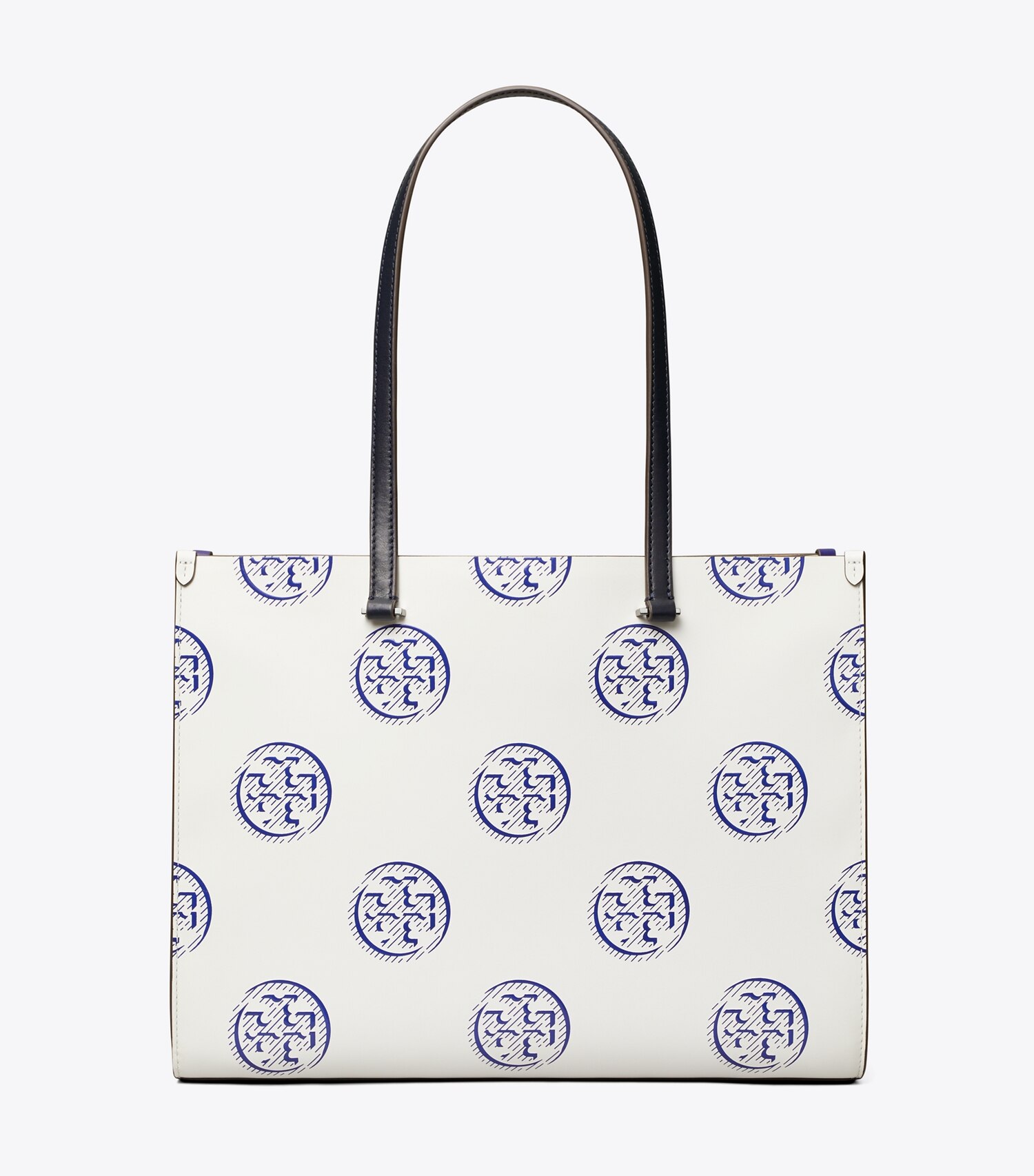 T Monogram Contrast Embossed Tote