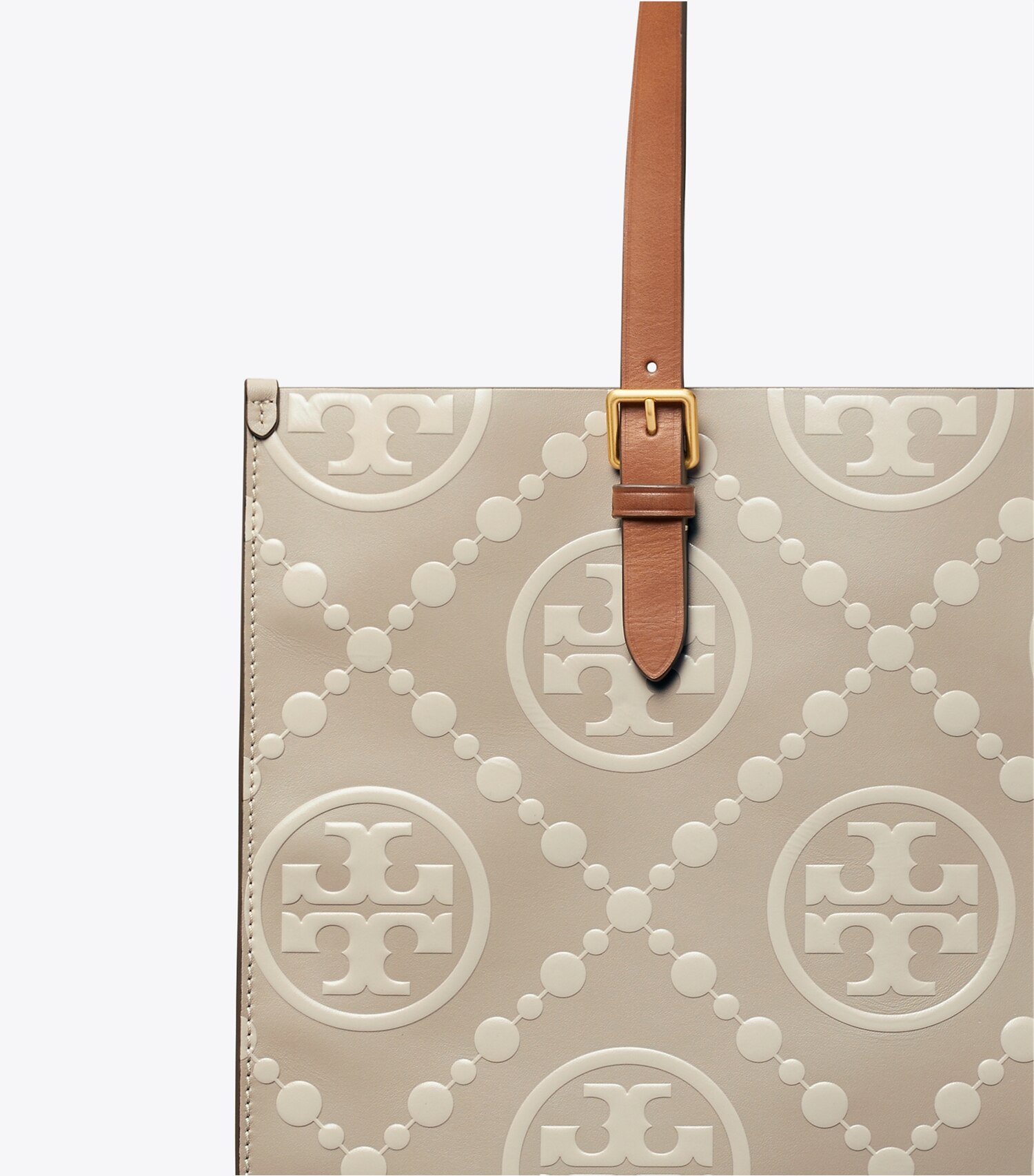 T Monogram Contrast Embossed Tote