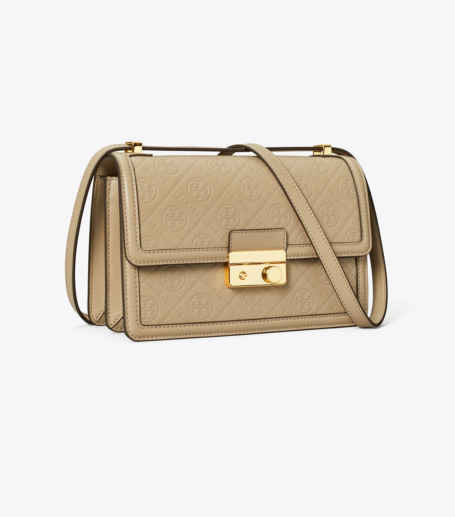 T Monogram Leather Shoulder Bag