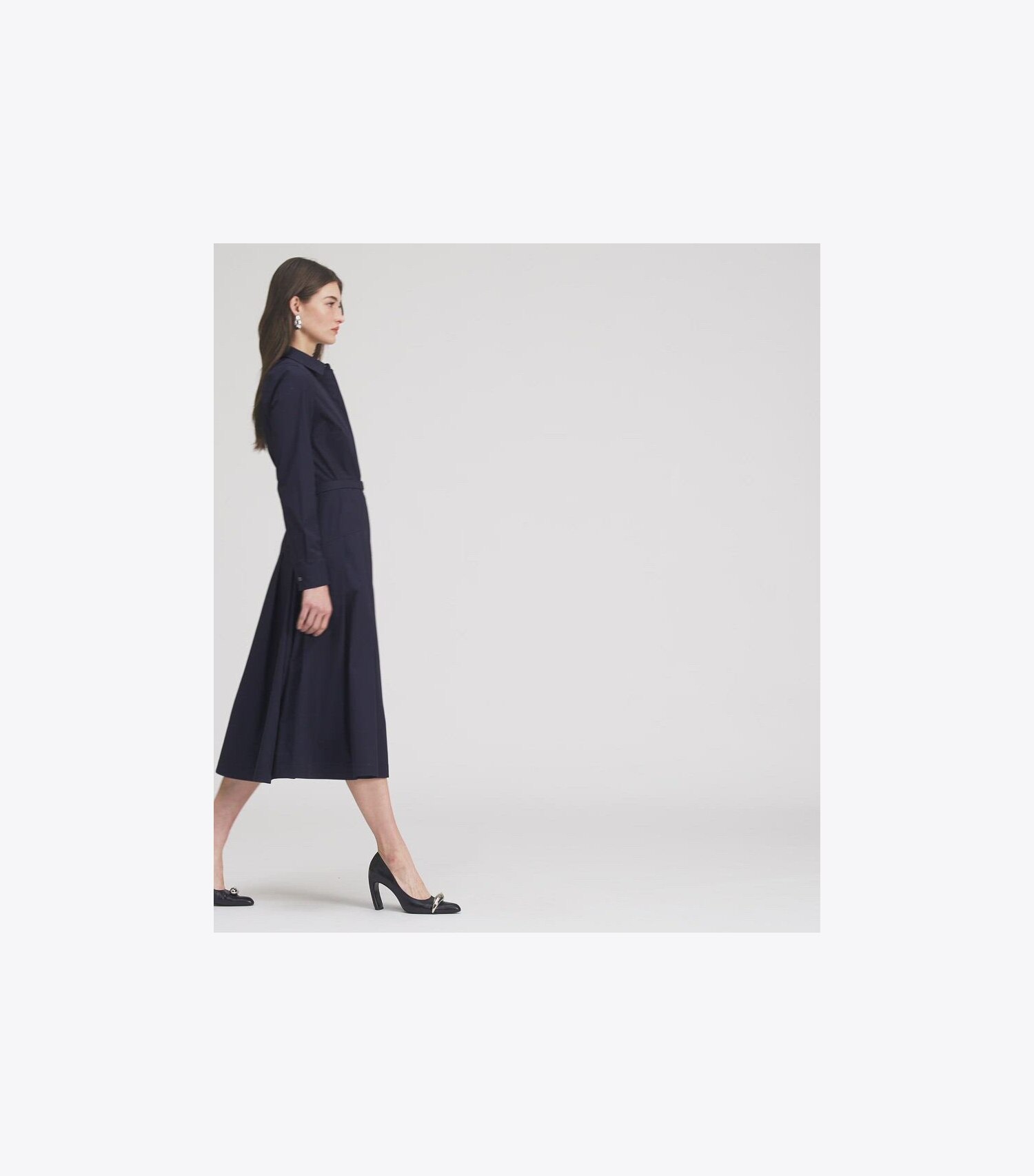 Pleated Cotton Shirtdress