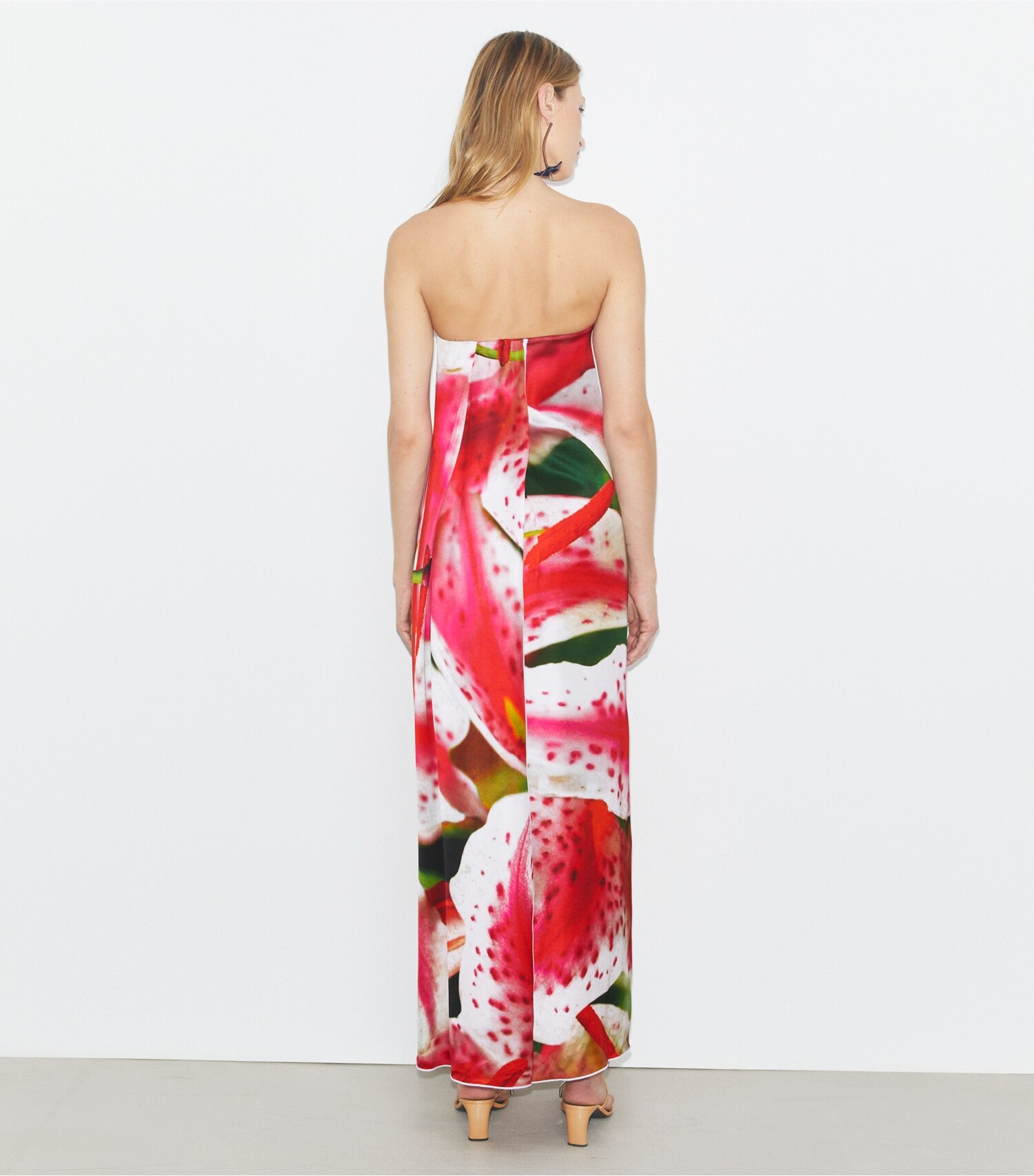 Printed Viscose Strapless Dress