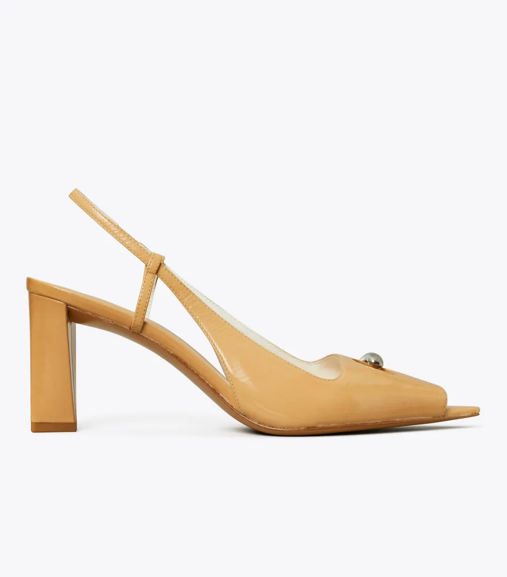 Pierced Peep-Toe Slingback