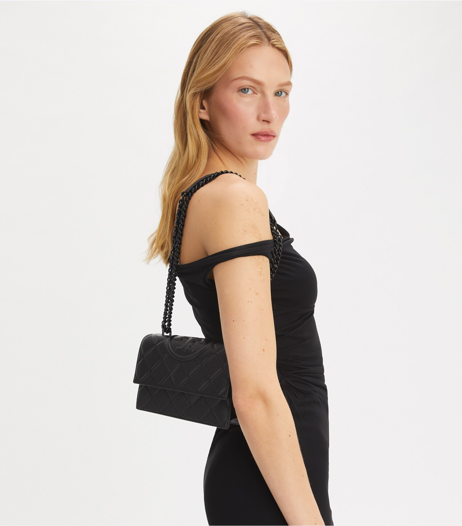 Small Fleming Polished-Grain Convertible Shoulder Bag