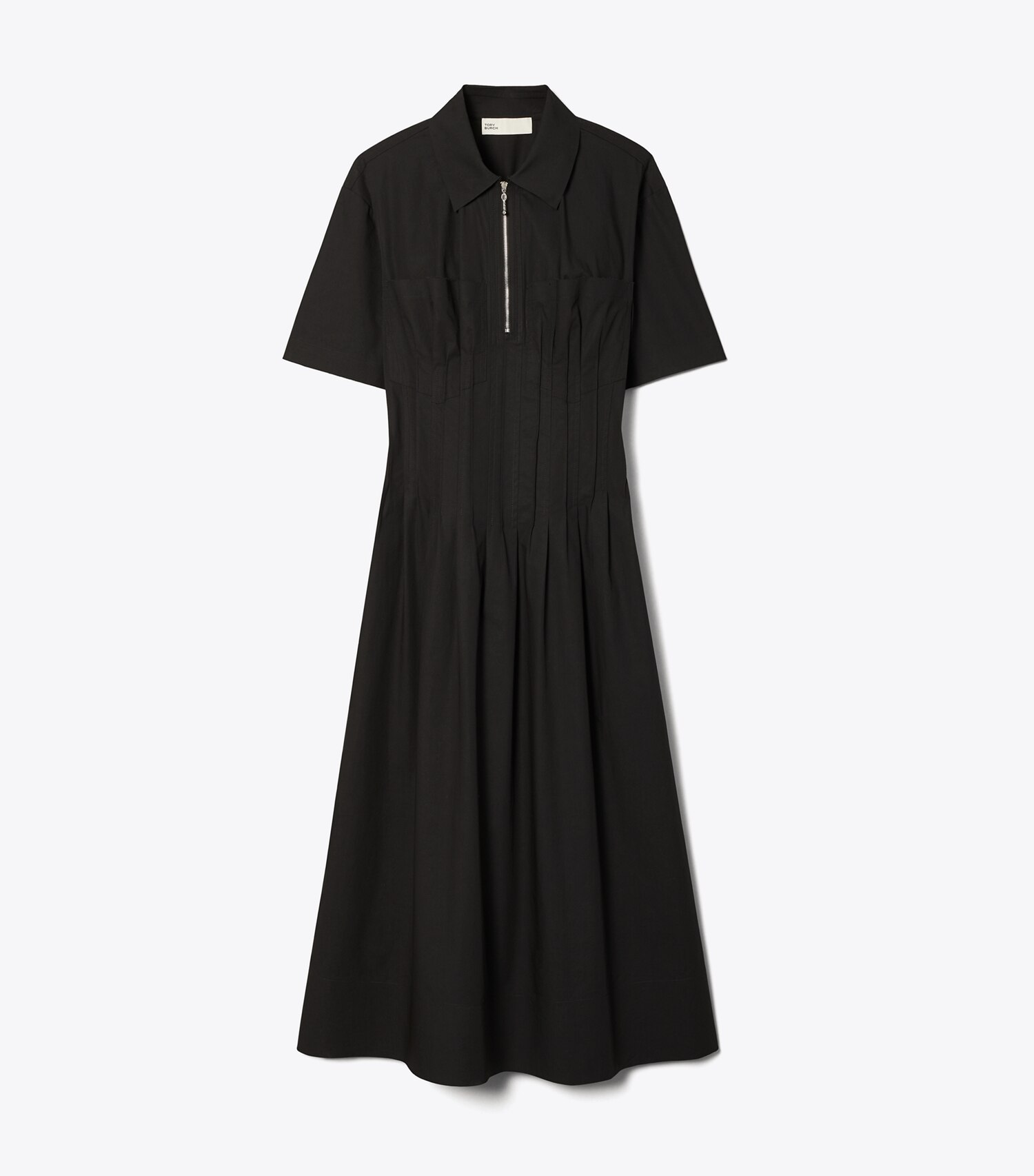 Poplin Pleat-Waist Dress