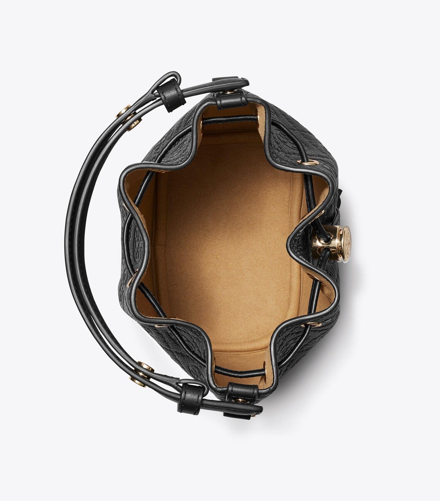 T Monogram Pebbled Mini Bucket Bag