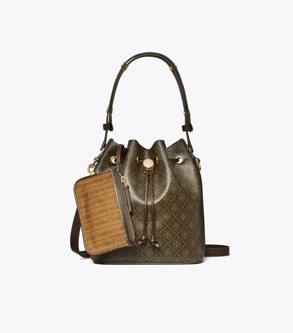 T Monogram Coated Canvas Bucket Bag