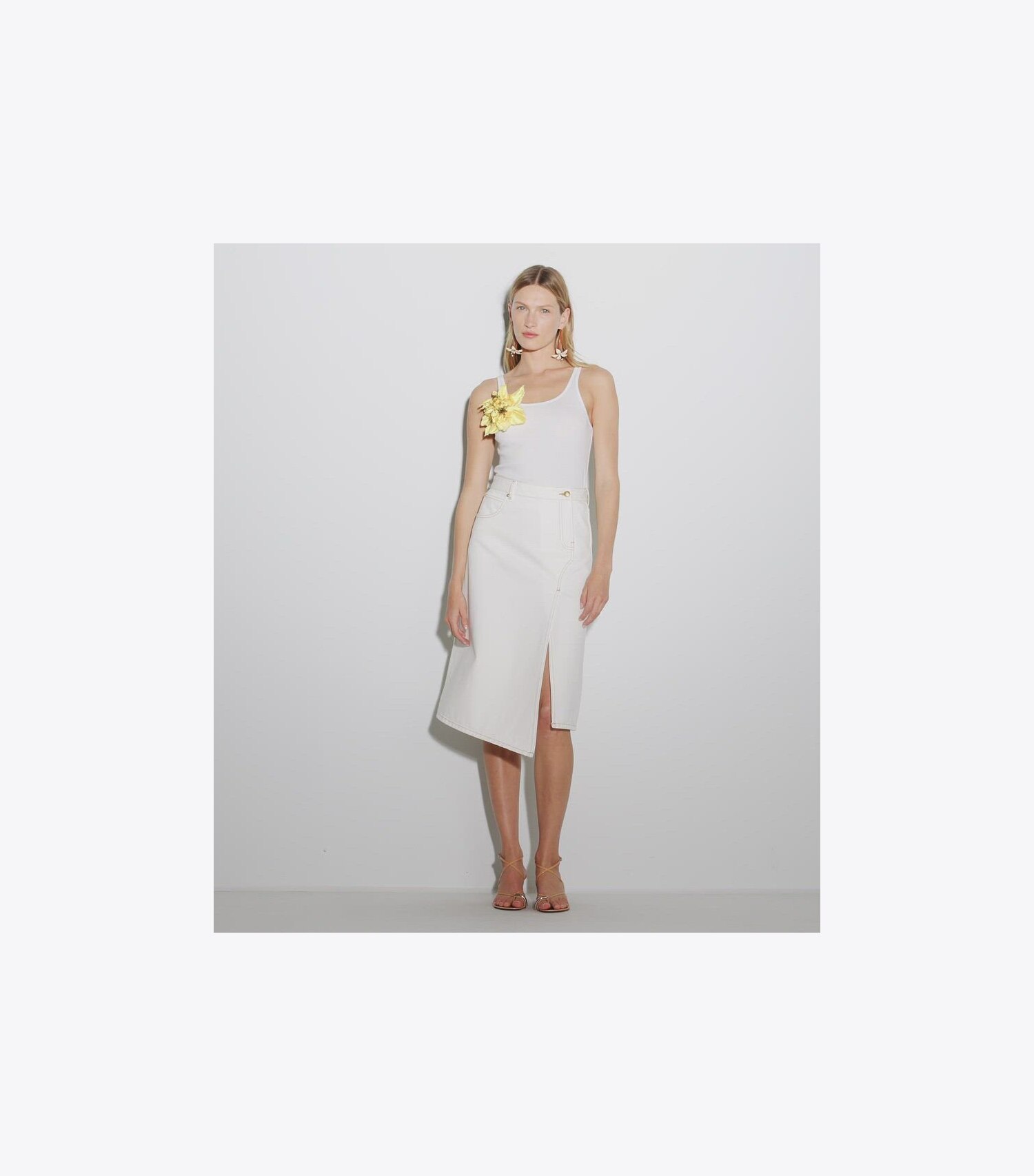 High Slit Denim Skirt