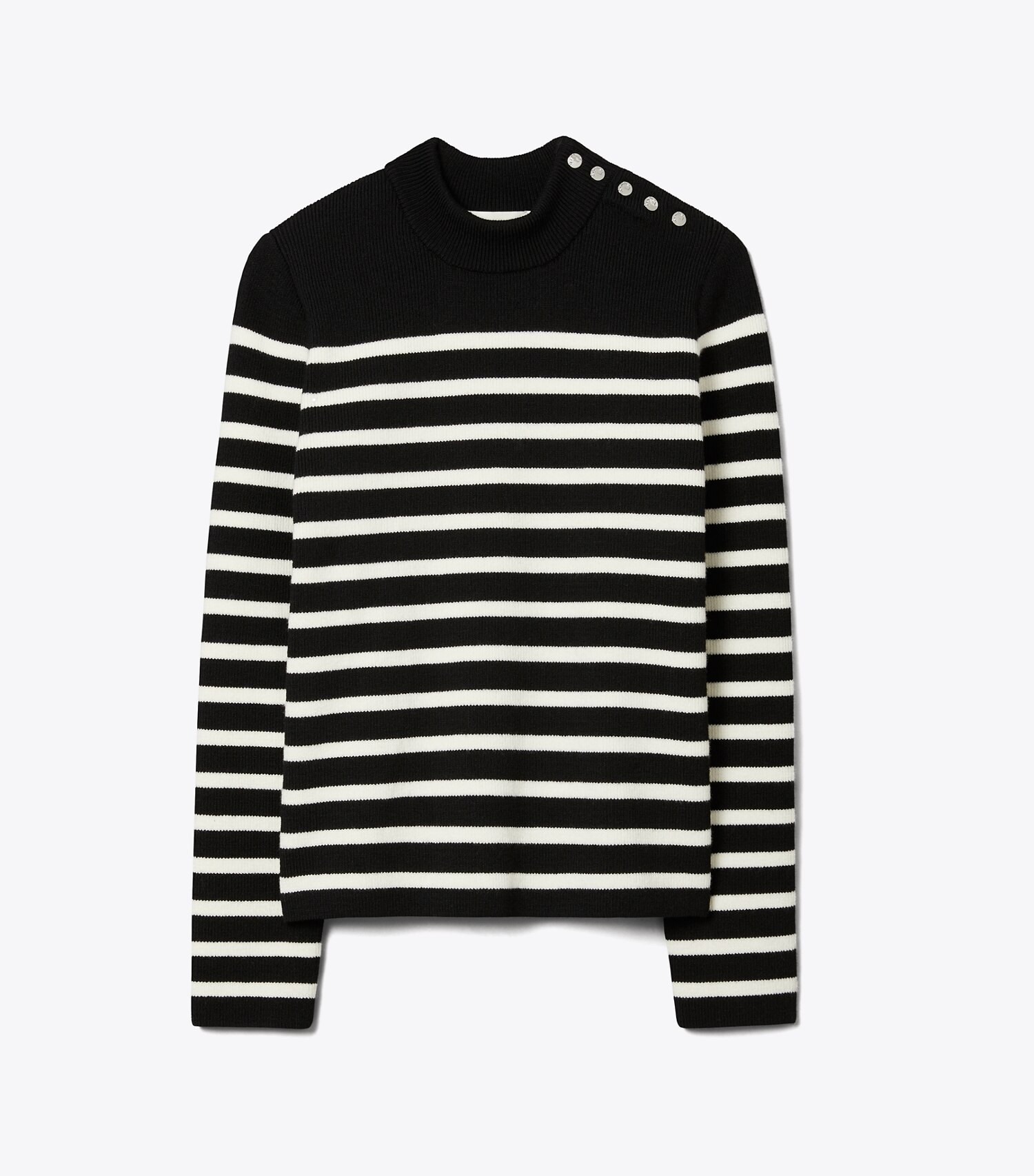 Snap Shoulder Striped Sweater