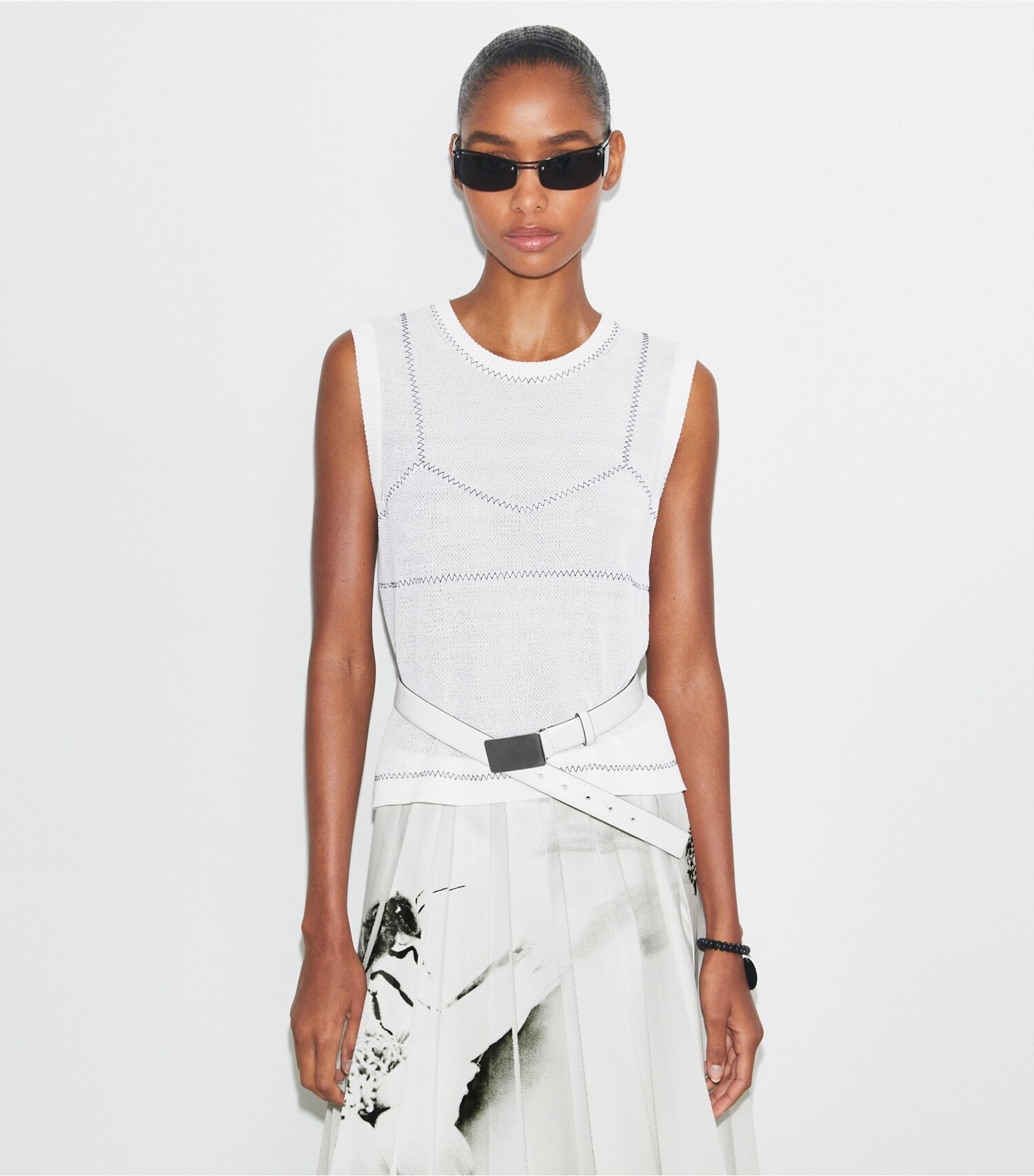 Cotton And Nylon Mesh Top