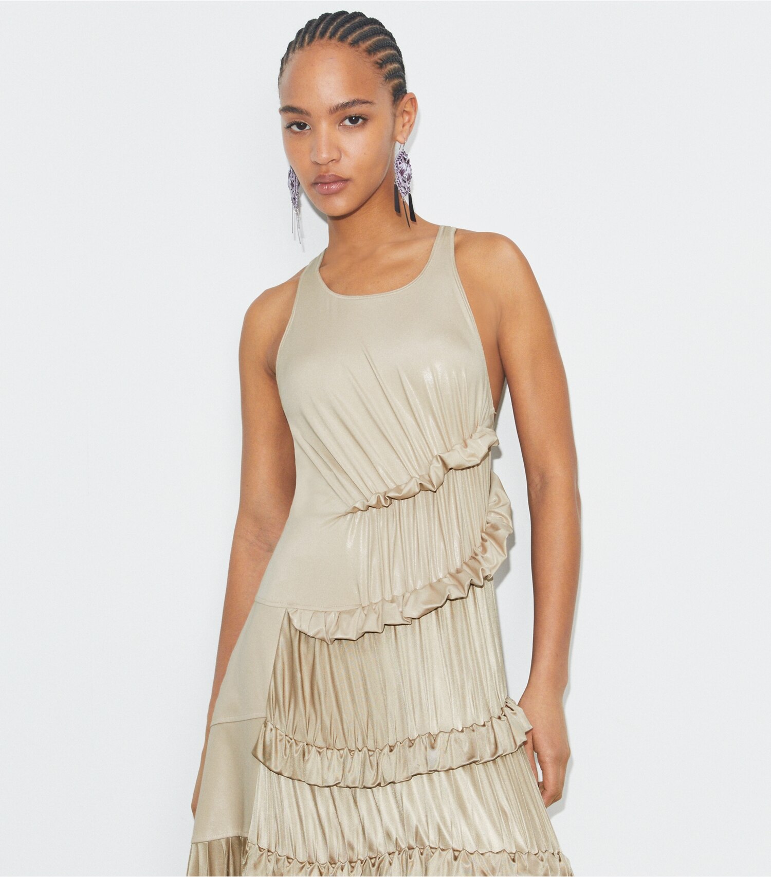 Liquid Jersey Ruffle Dress